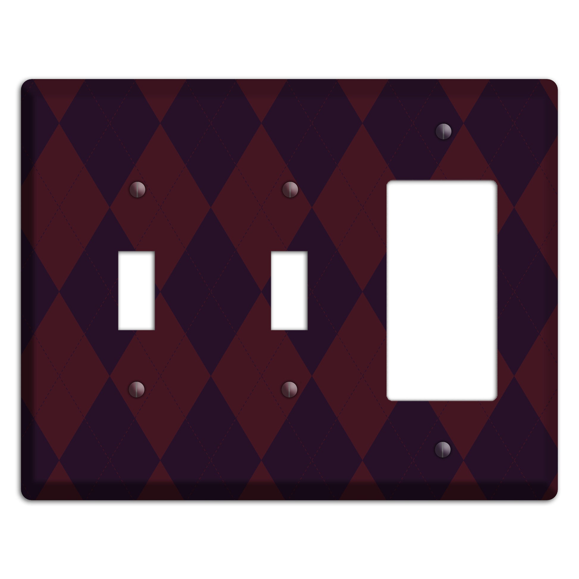 Burgundy Argyle 2 Toggle / Rocker Wallplate