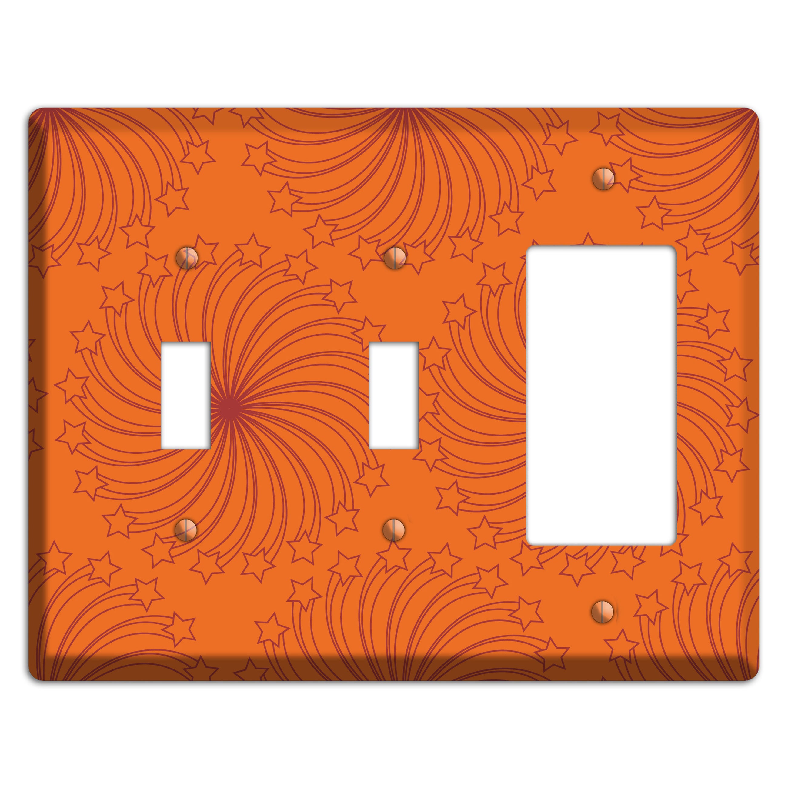 Multi Orange Star Swirl 2 Toggle / Rocker Wallplate