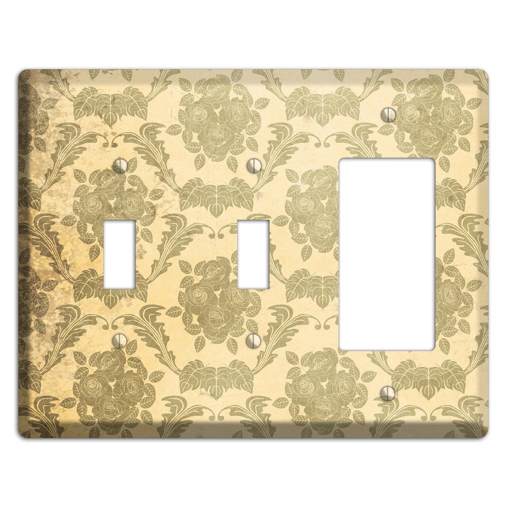 Straw Vintage Rose Damask 2 Toggle / Rocker Wallplate