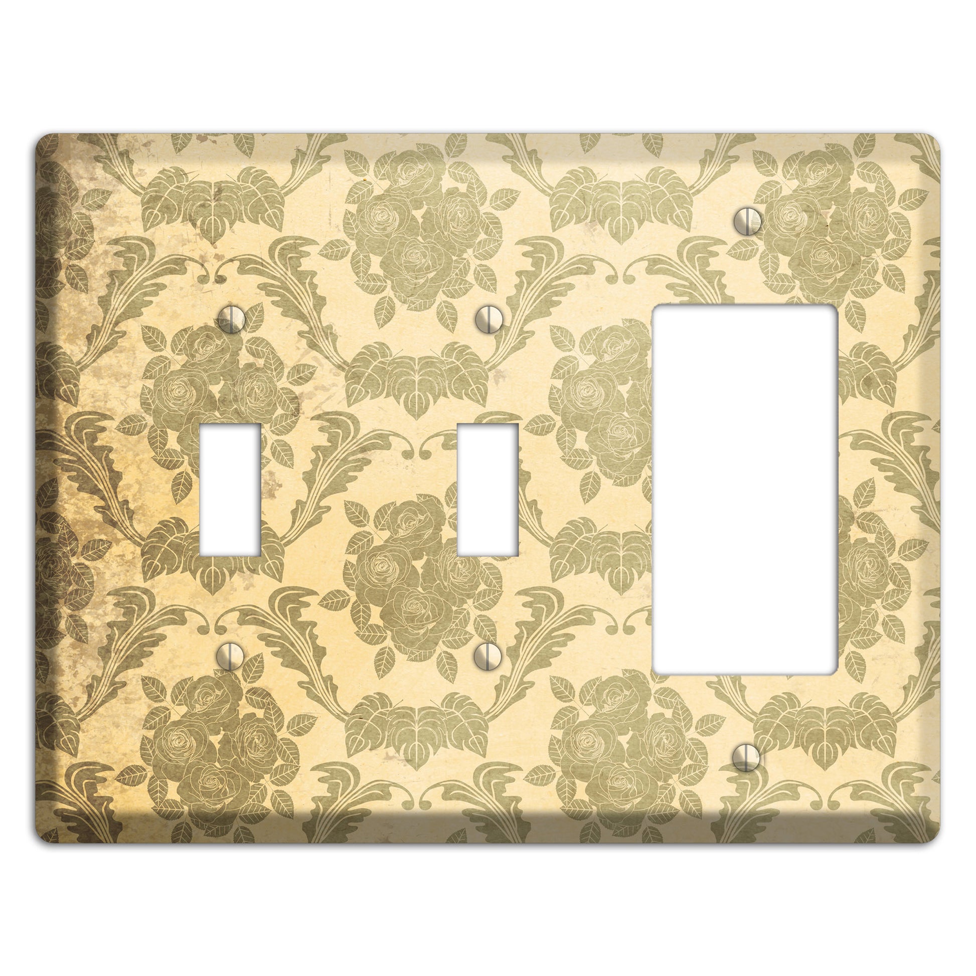 Straw Vintage Rose Damask 2 Toggle / Rocker Wallplate