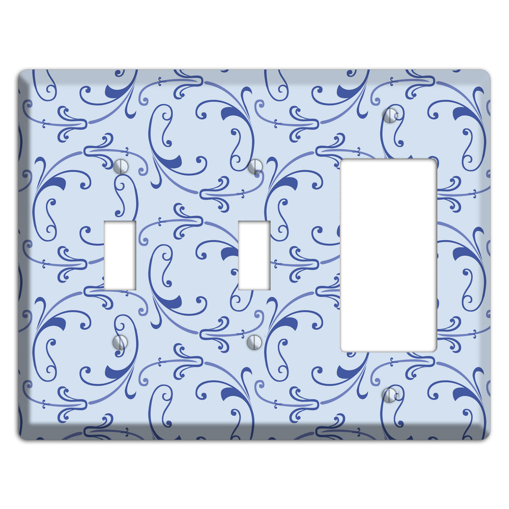 Light Blue Victorian Sprig 2 Toggle / Rocker Wallplate