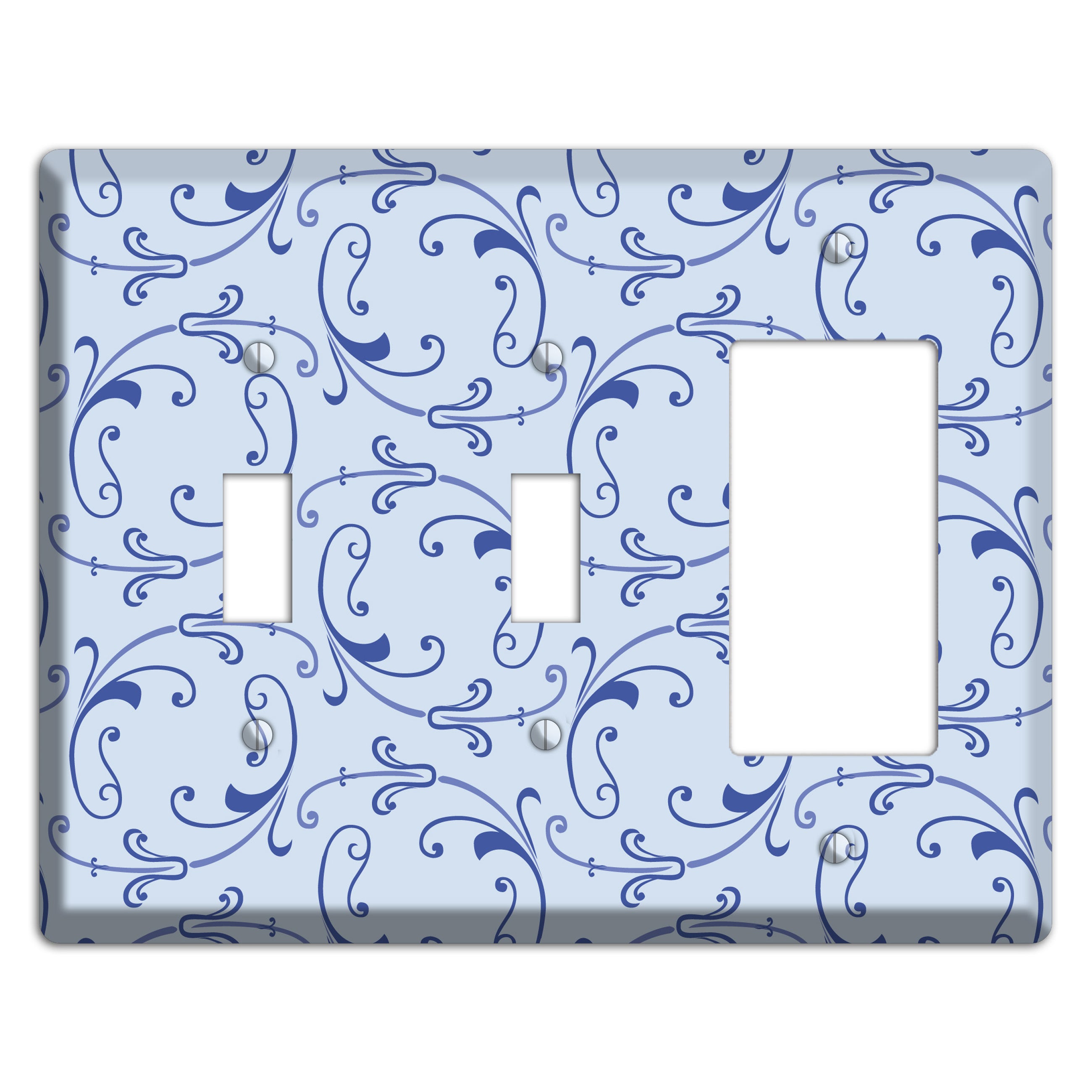 Light Blue Victorian Sprig 2 Toggle / Rocker Wallplate