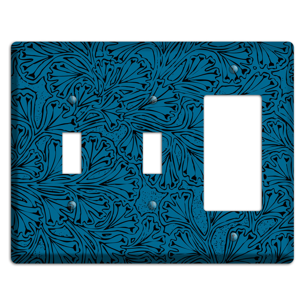 Deco Blue Interlocking Floral 2 Toggle / Rocker Wallplate