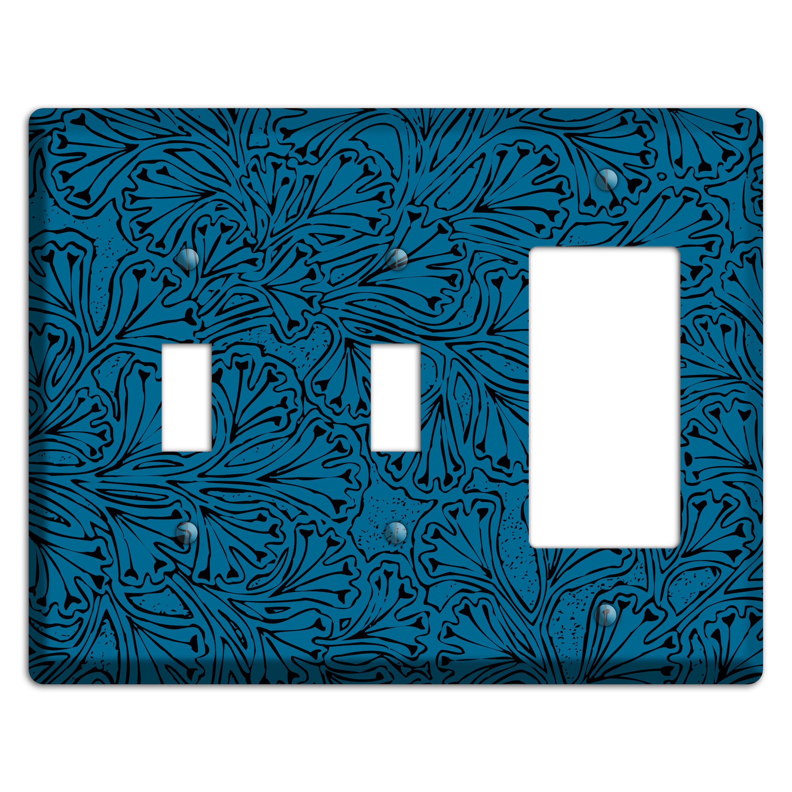 Deco Blue Interlocking Floral 2 Toggle / Rocker Wallplate