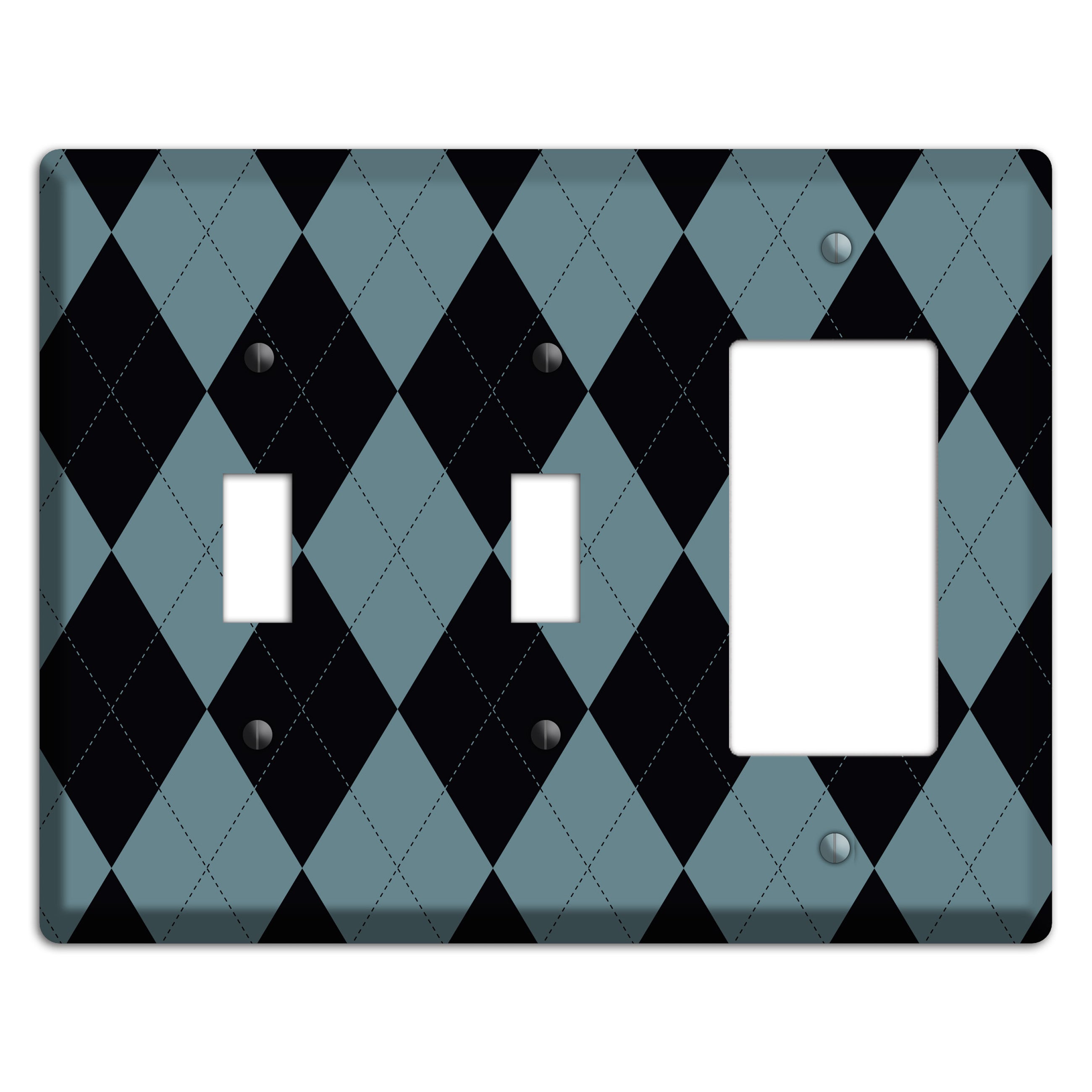 Blue and Black Argyle 2 Toggle / Rocker Wallplate