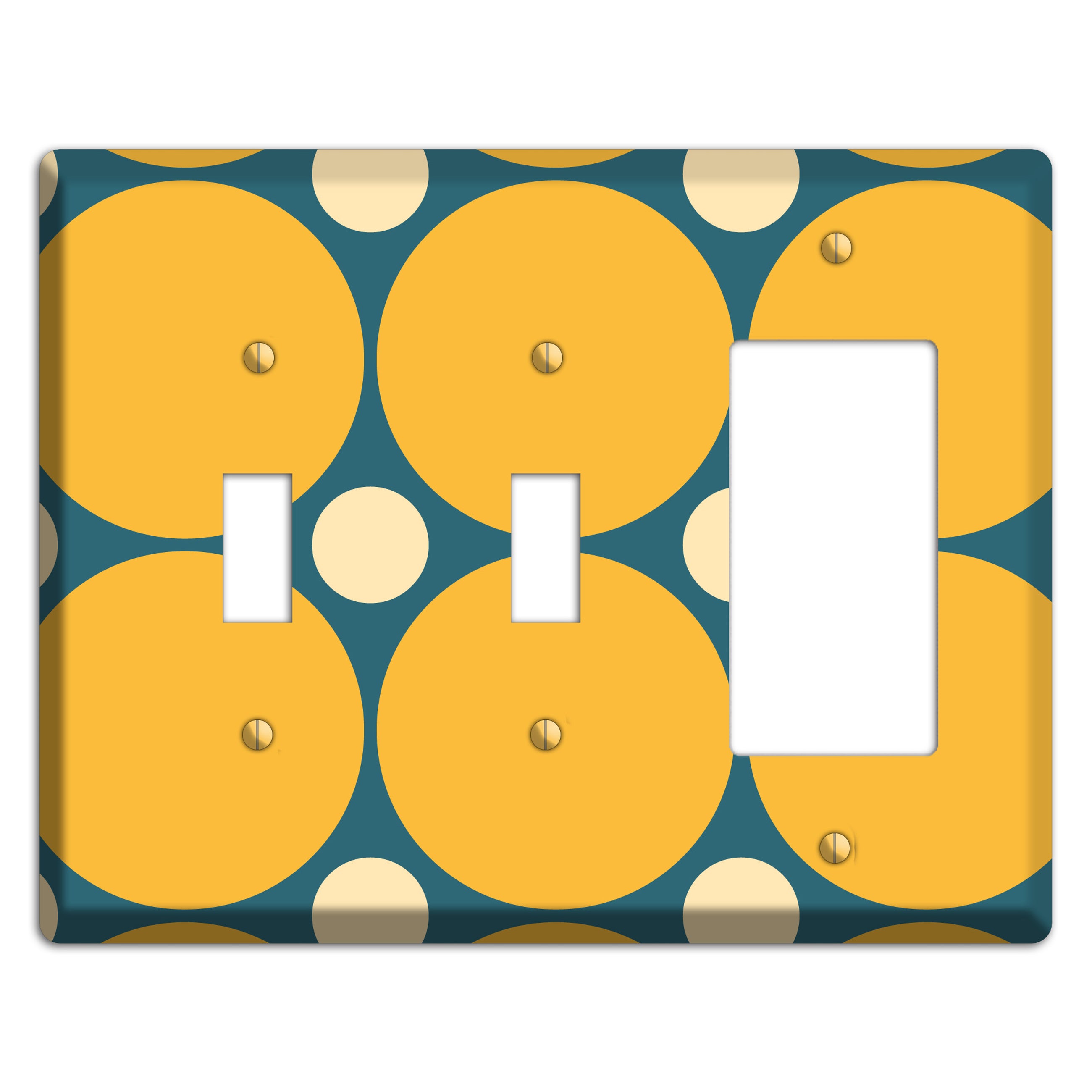 Jade with Mustard and Beige Multi Tiled Large Dots 2 Toggle / Rocker Wallplate