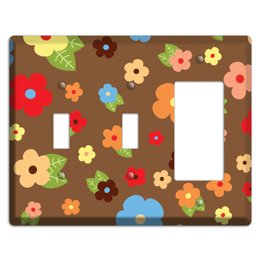 Brown Delicate Flowers 2 Toggle / Rocker Wallplate