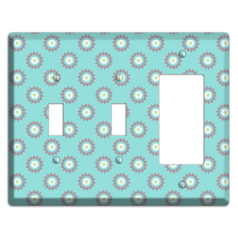 Turquoise with Suzani Dots 2 Toggle / Rocker Wallplate