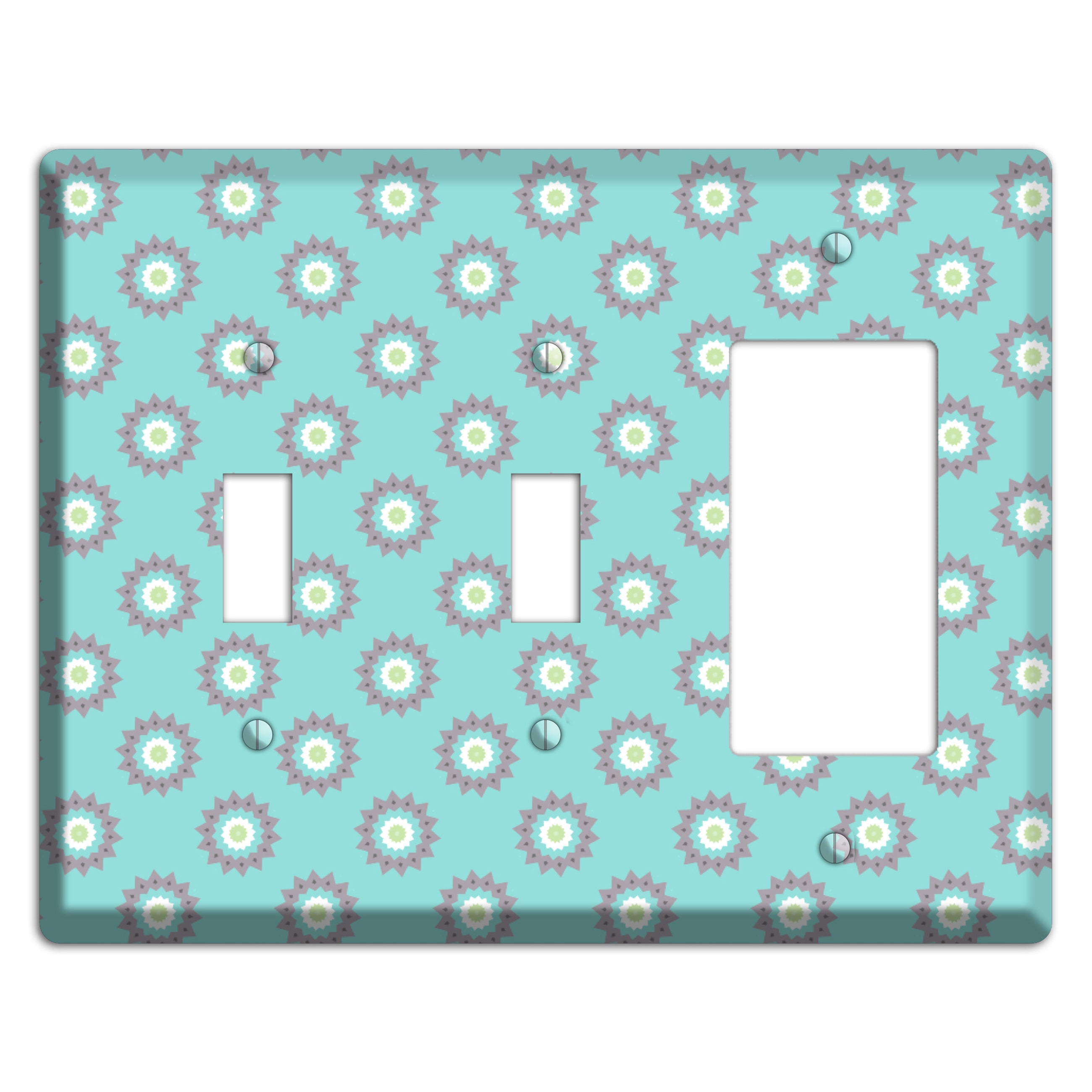 Turquoise with Suzani Dots 2 Toggle / Rocker Wallplate