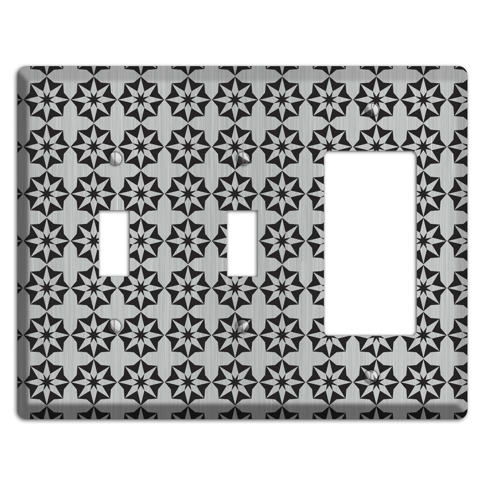 Stainless Steel with Black Foulard 2 Toggle / Rocker Wallplate