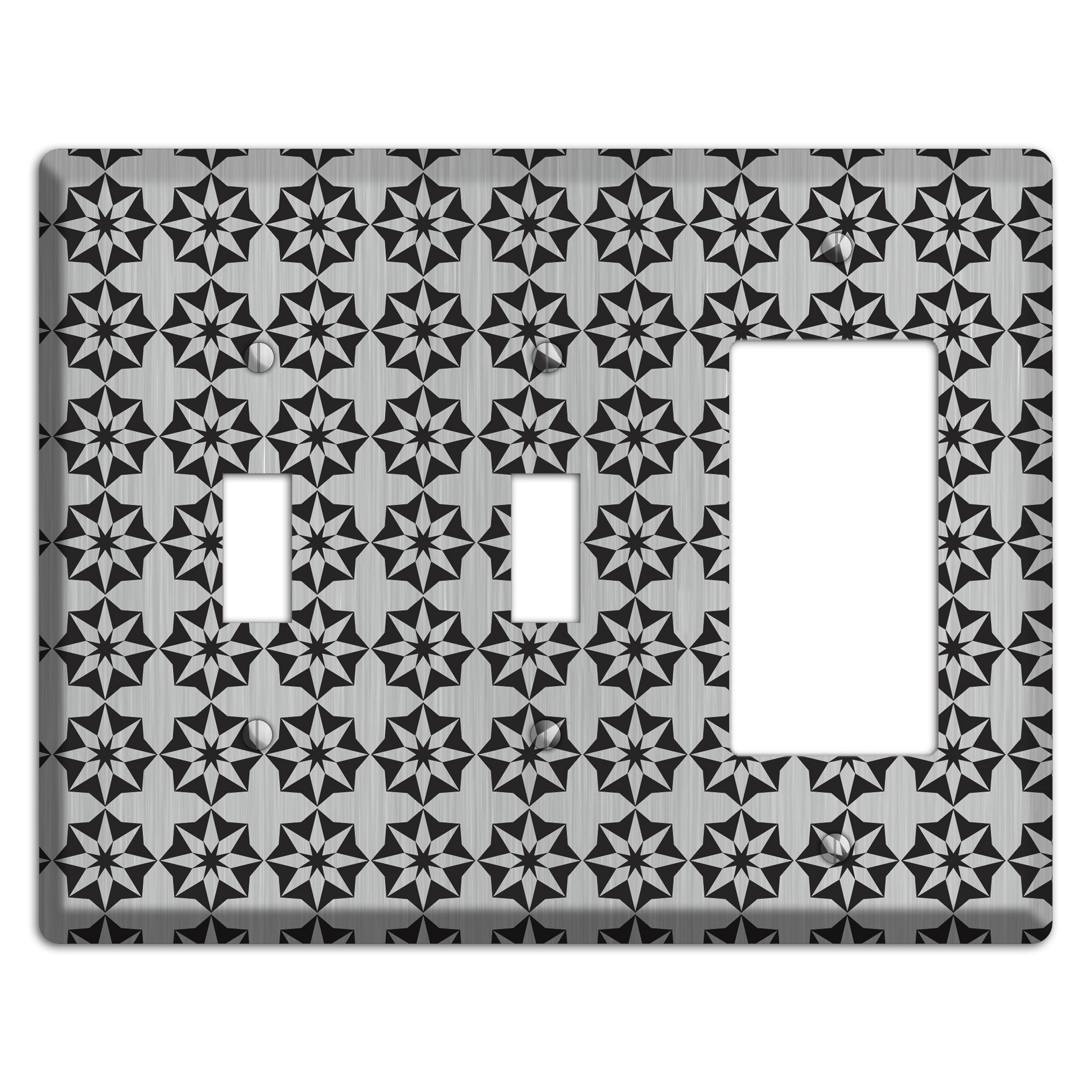Stainless with Black Foulard 2 Toggle / Rocker Wallplate