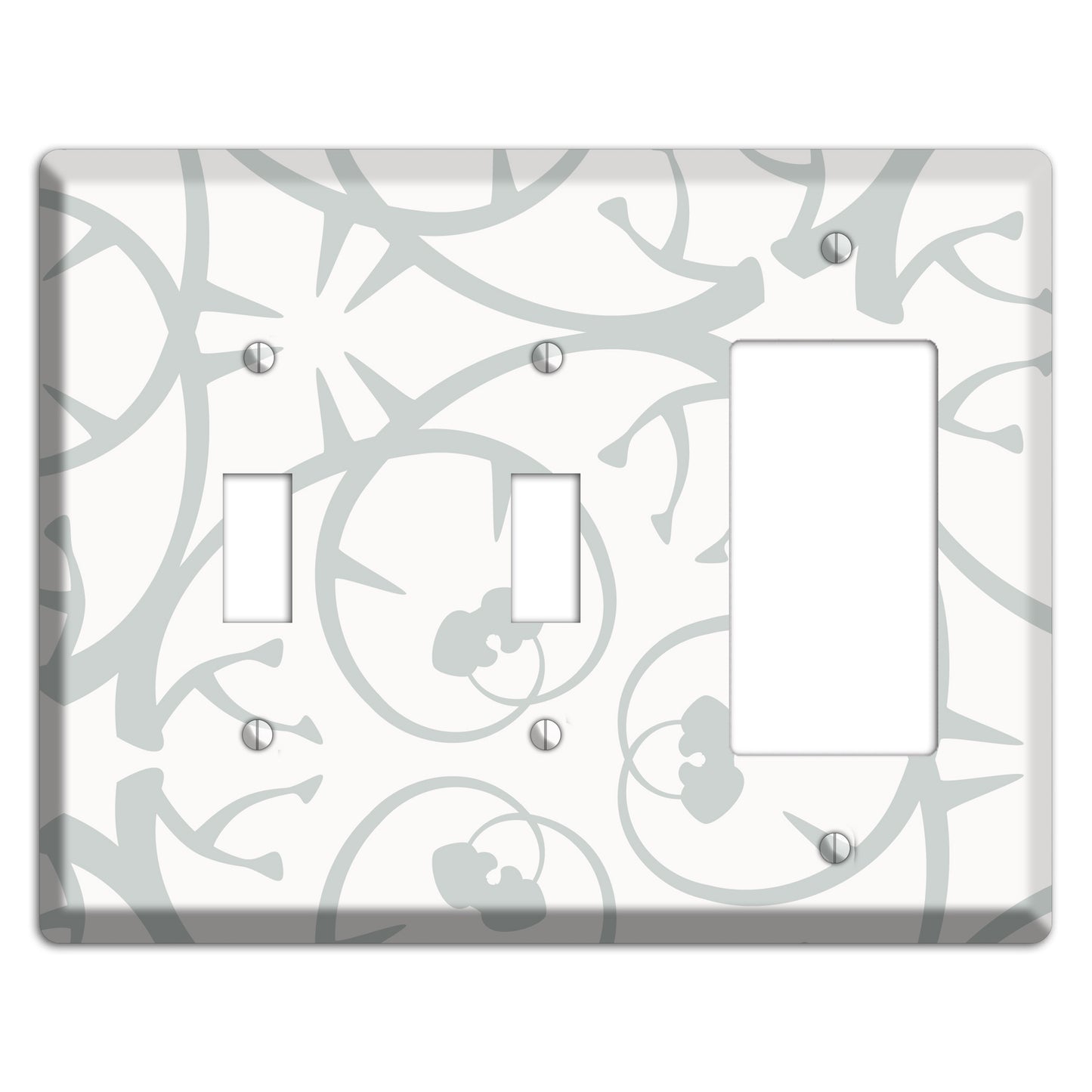 White with Grey Abstract Swirl 2 Toggle / Rocker Wallplate