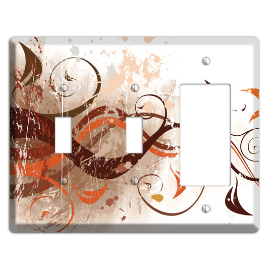 Brown Maroon Orange Swirl and Splatter 2 Toggle / Rocker Wallplate