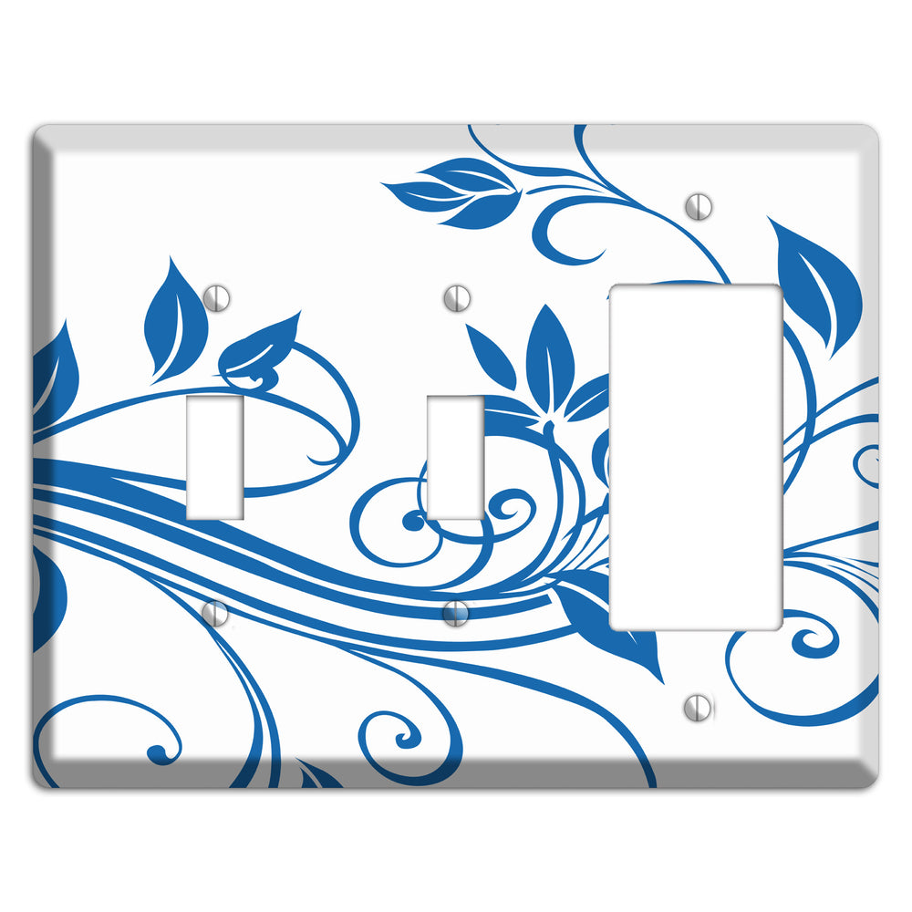 Black and White Sprig 2 Toggle / Rocker Wallplate