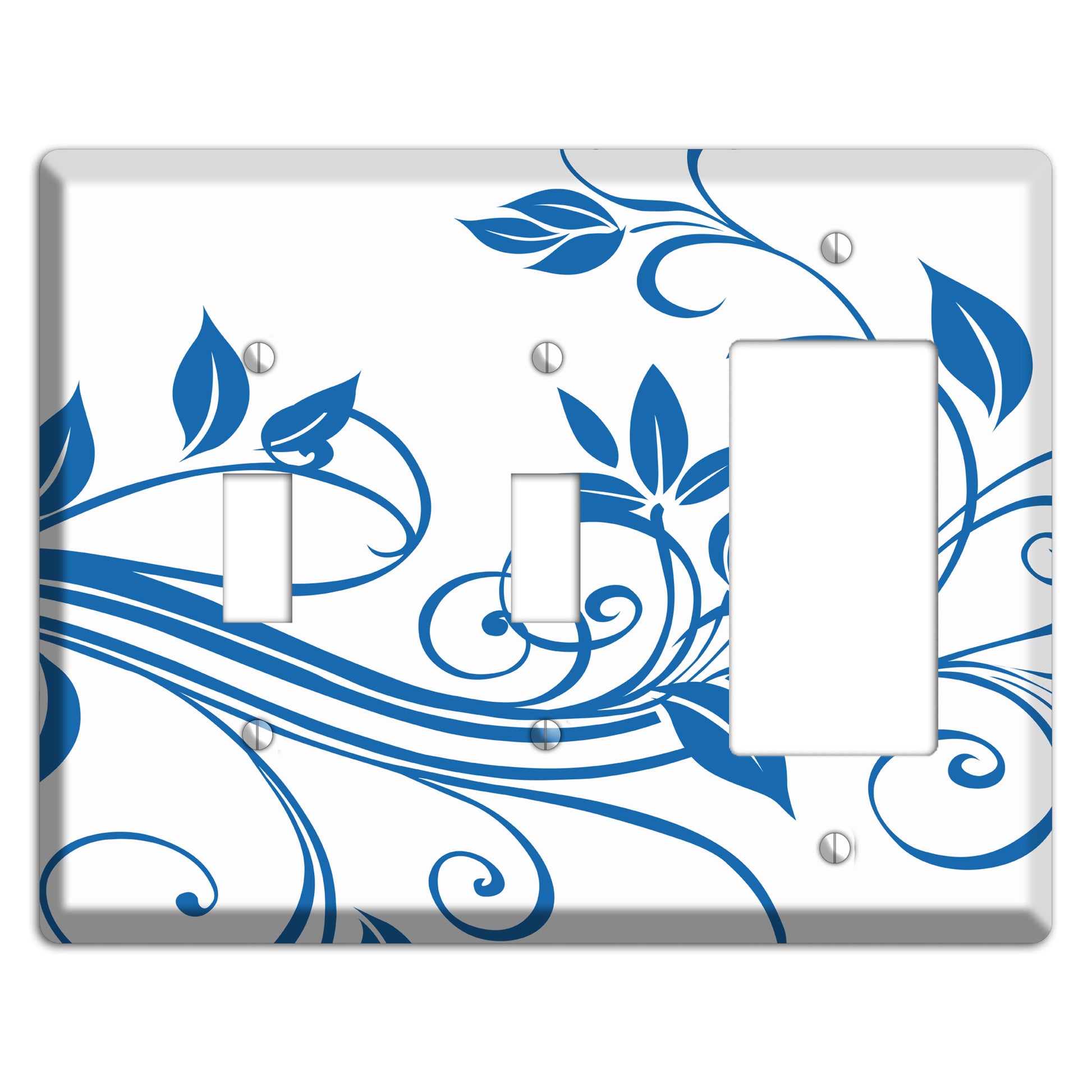 Black and White Sprig 2 Toggle / Rocker Wallplate