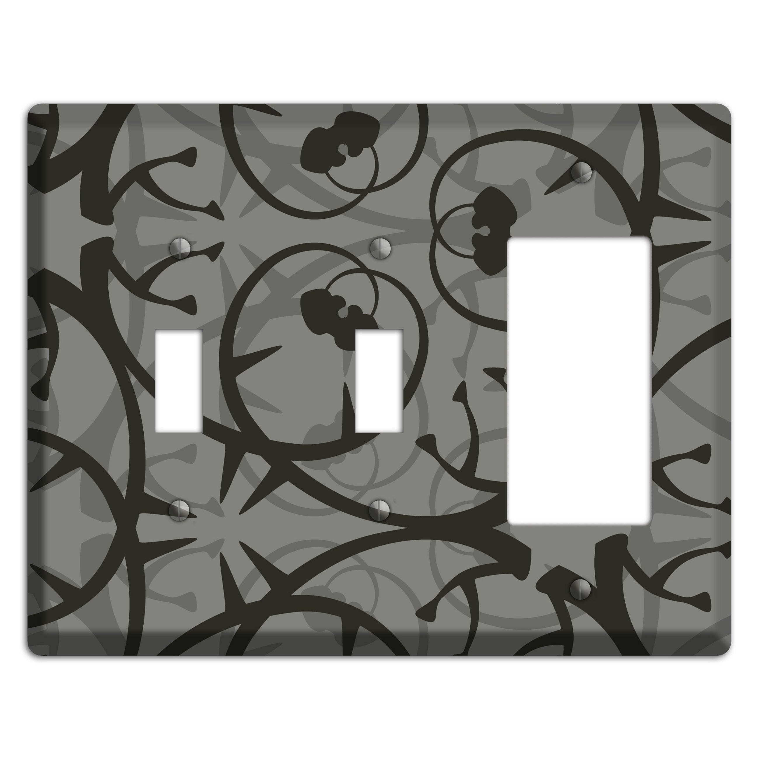 Grey with Black Retro Sprig 2 Toggle / Rocker Wallplate