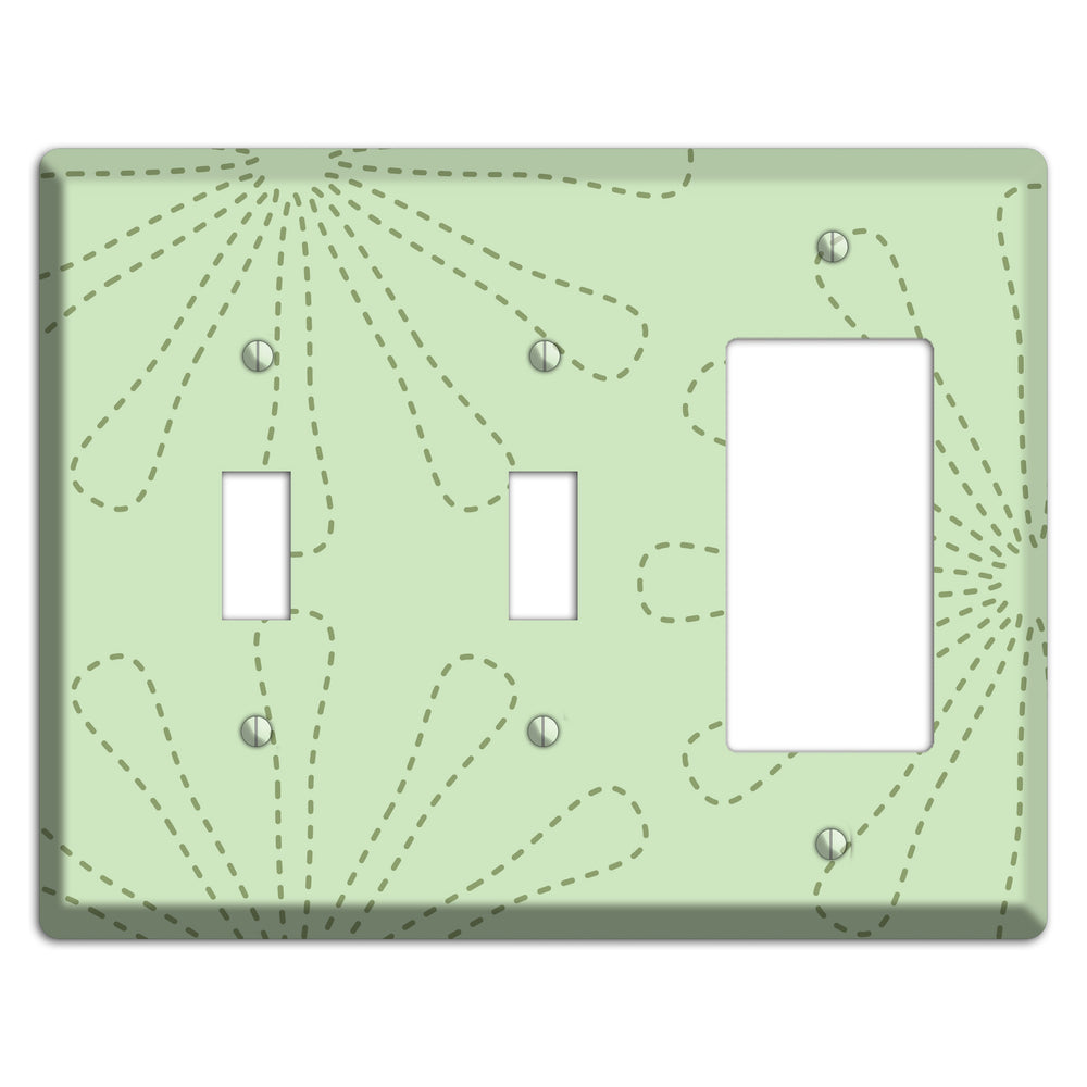 Sage Retro Stipple Floral Contour 2 Toggle / Rocker Wallplate