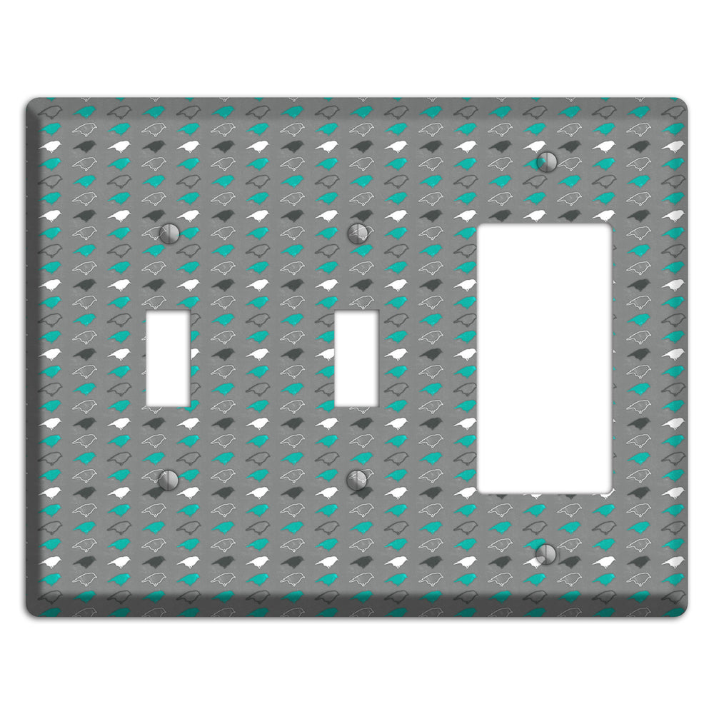 Grey with Small Green Birds 2 2 Toggle / Rocker Wallplate