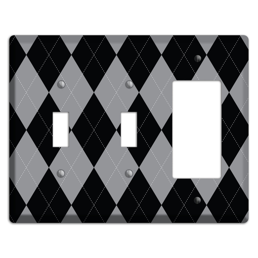 Light Purple and Black 2 Toggle / Rocker Wallplate