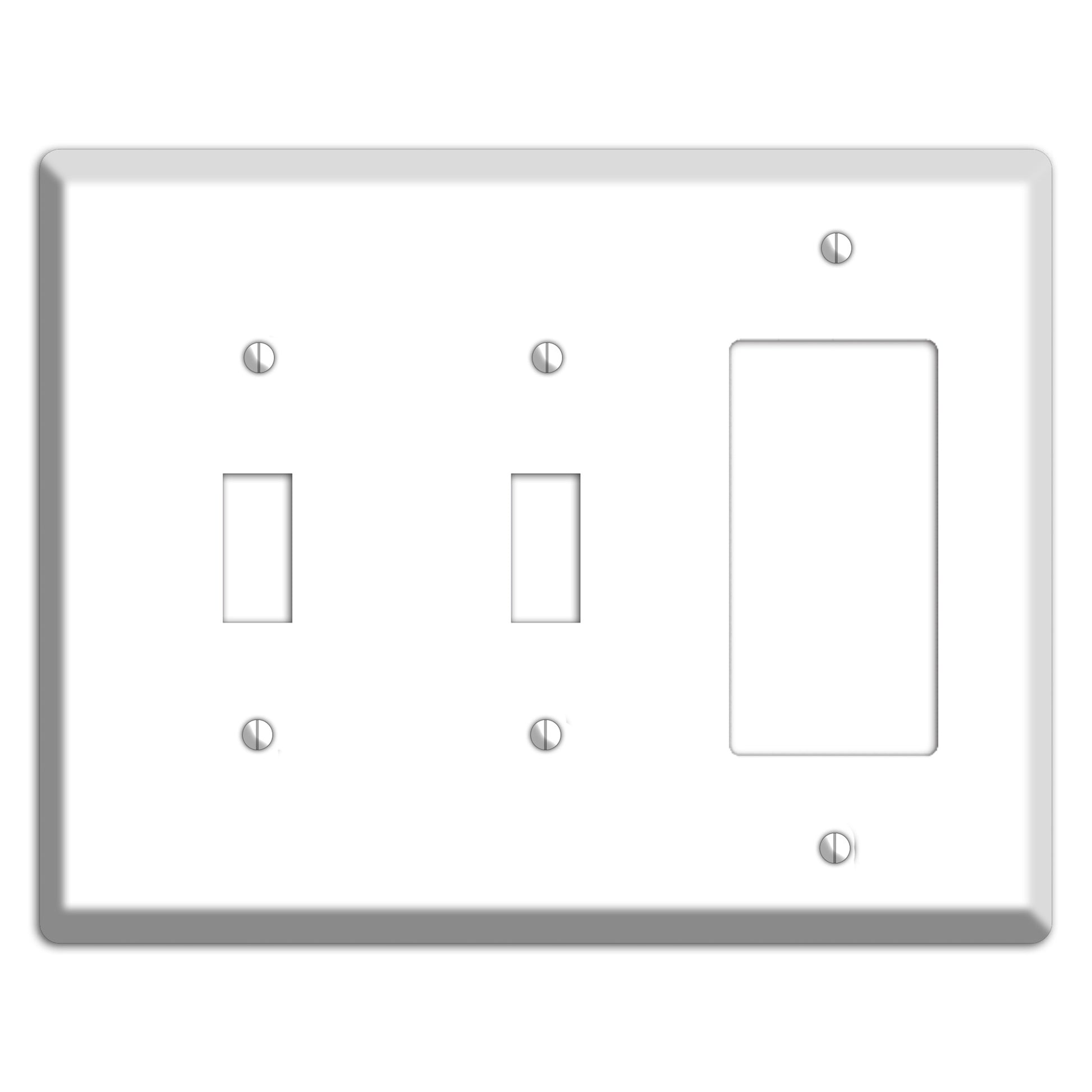 White Metal 2 Toggle / Rocker Wallplate