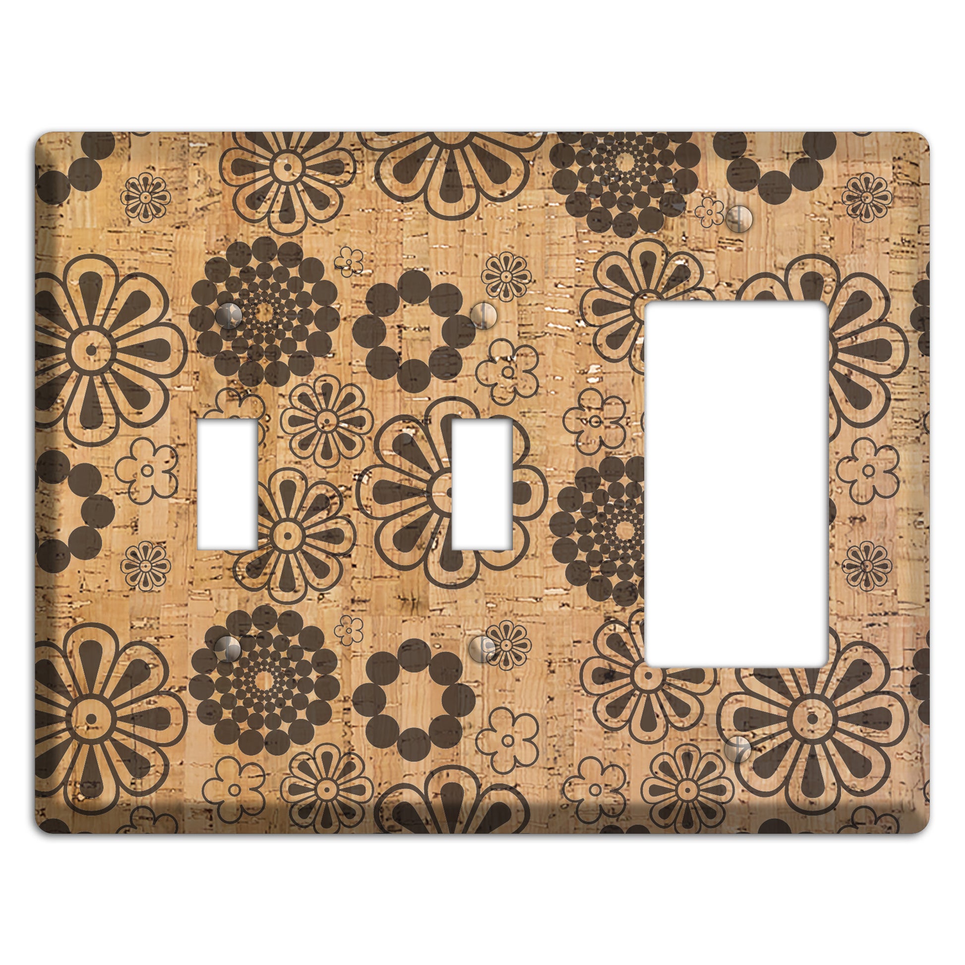 Retro Floral Cork 2 Toggle / Rocker Wallplate