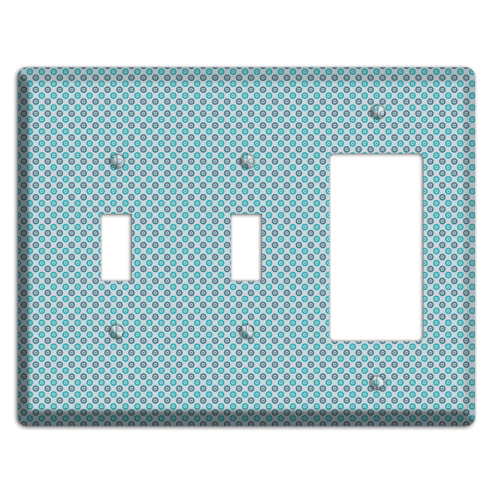 Turquoise and Blue Concentric Dots 2 Toggle / Rocker Wallplate