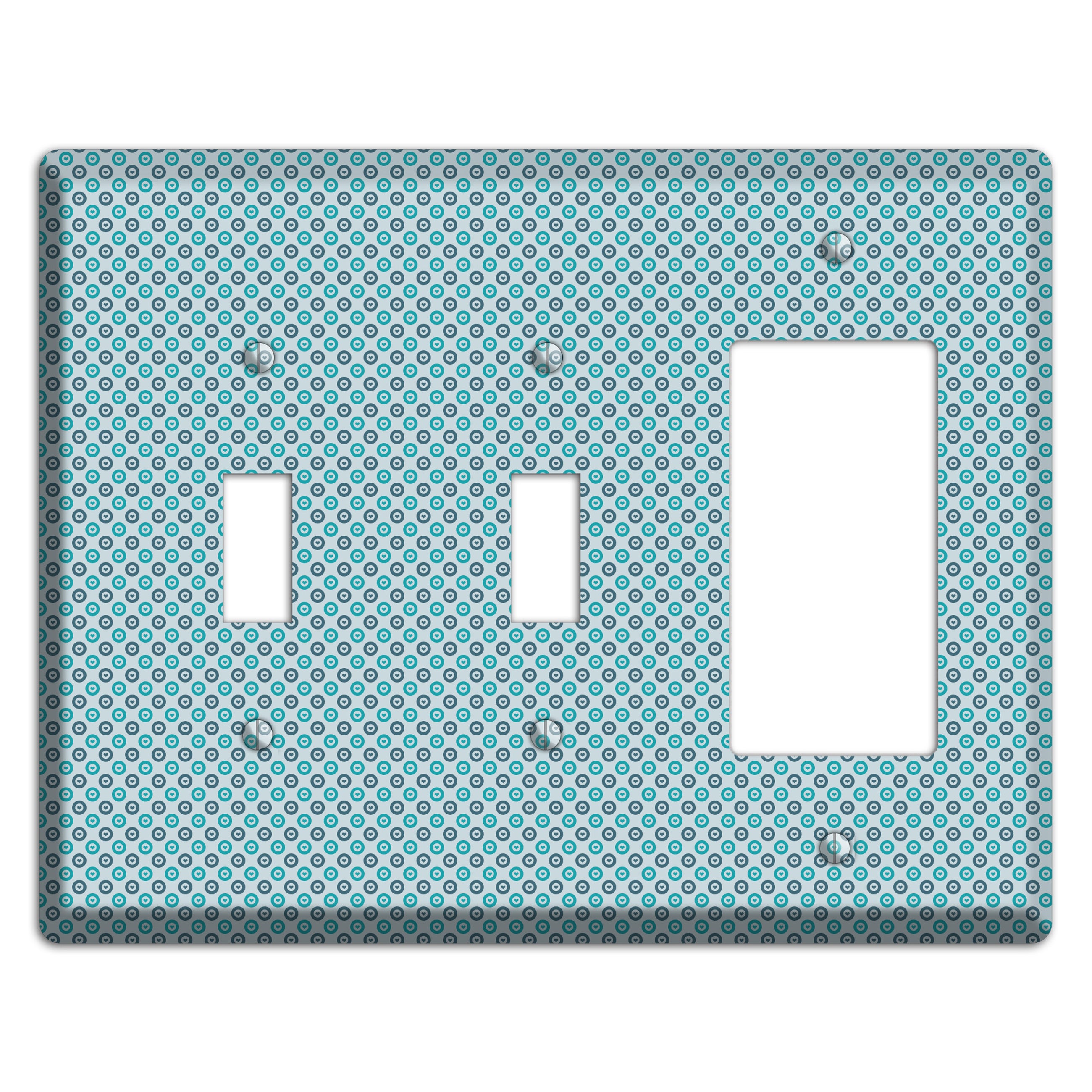 Turquoise and Blue Concentric Dots 2 Toggle / Rocker Wallplate