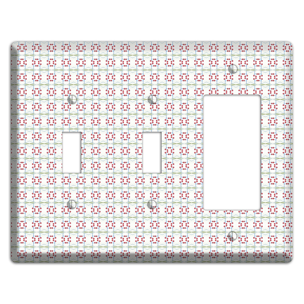White with Red and Green Tapestry 2 Toggle / Rocker Wallplate