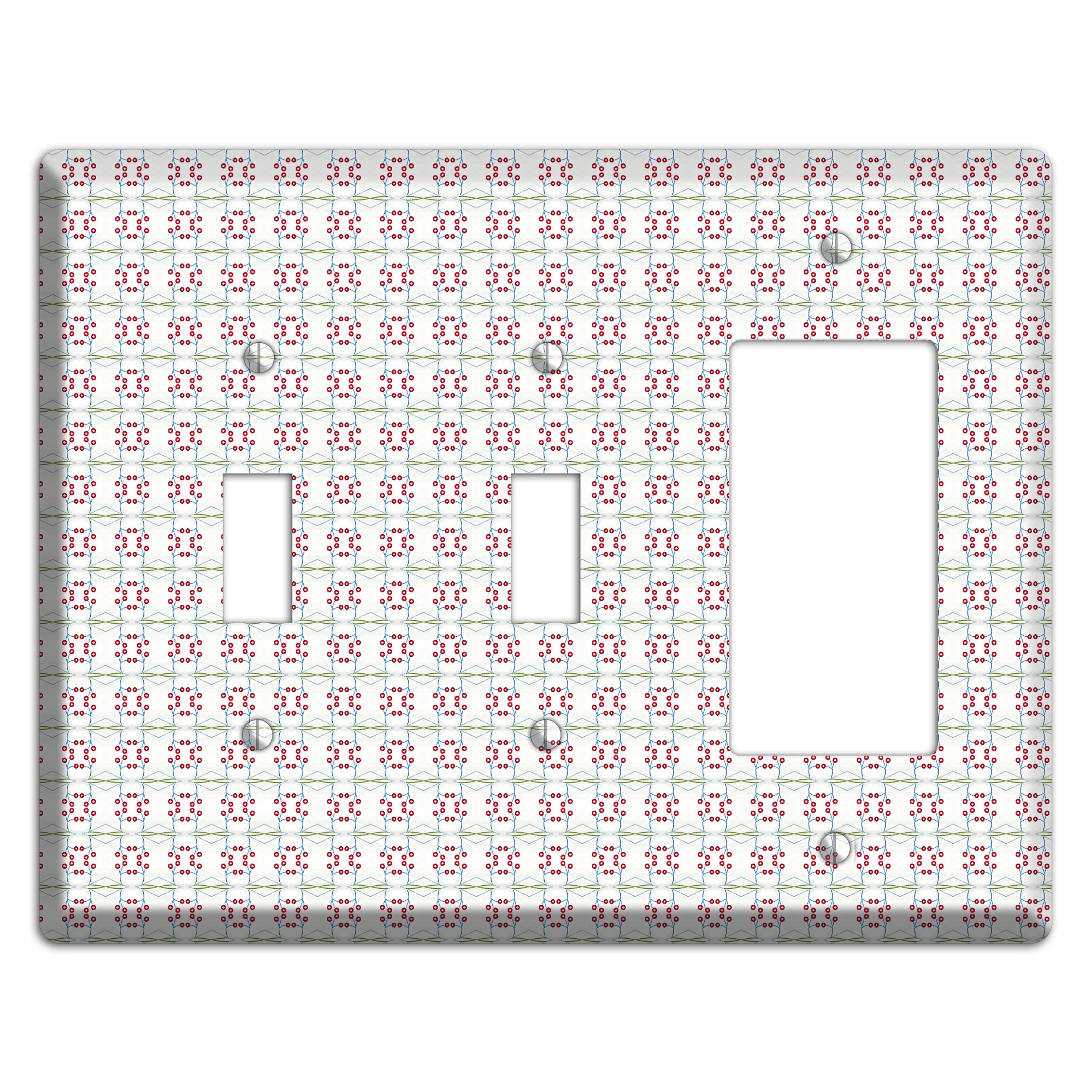 White with Red and Green Tapestry 2 Toggle / Rocker Wallplate