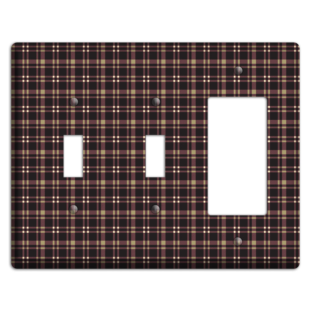 Dark Brown Plaid 2 Toggle / Rocker Wallplate
