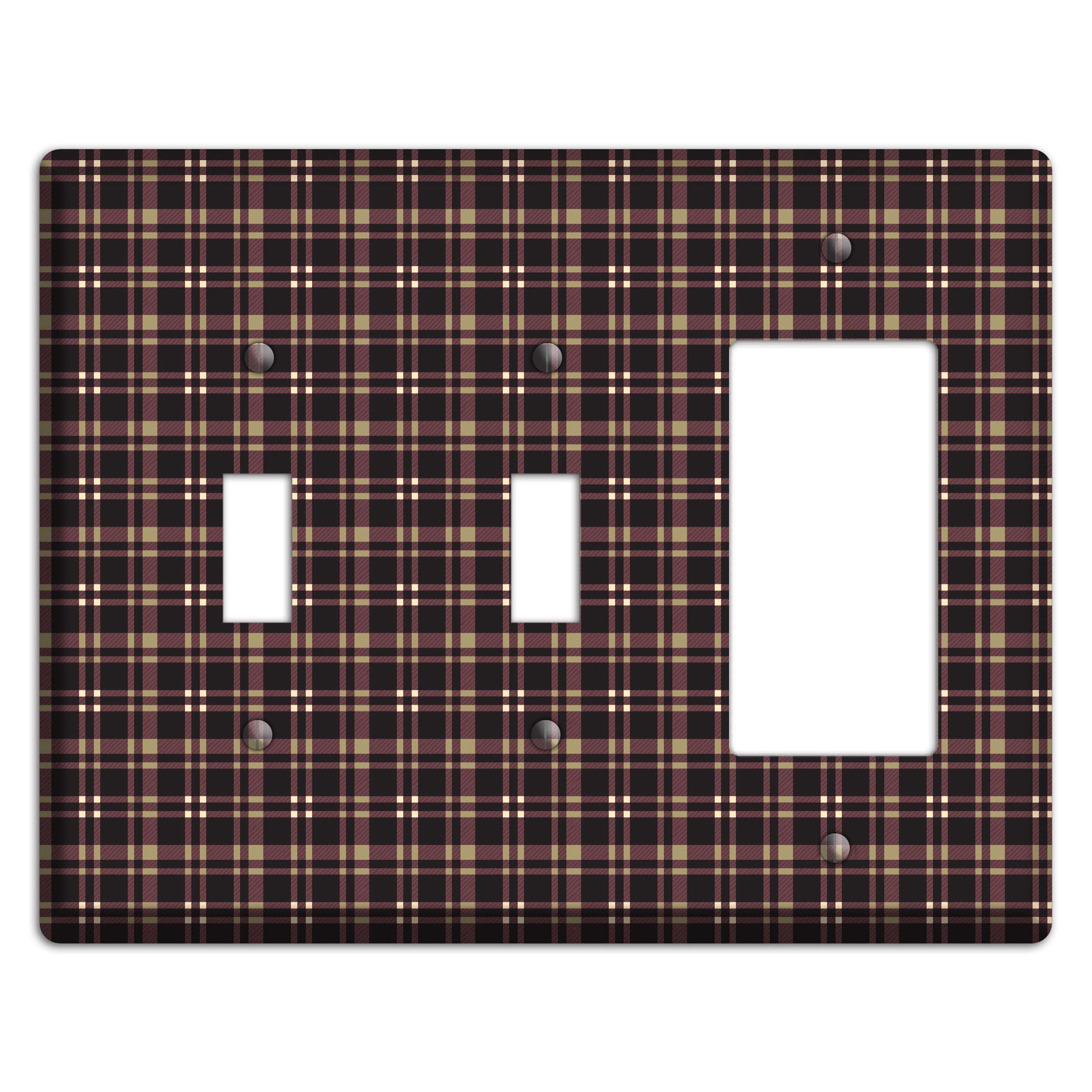 Dark Brown Plaid 2 Toggle / Rocker Wallplate