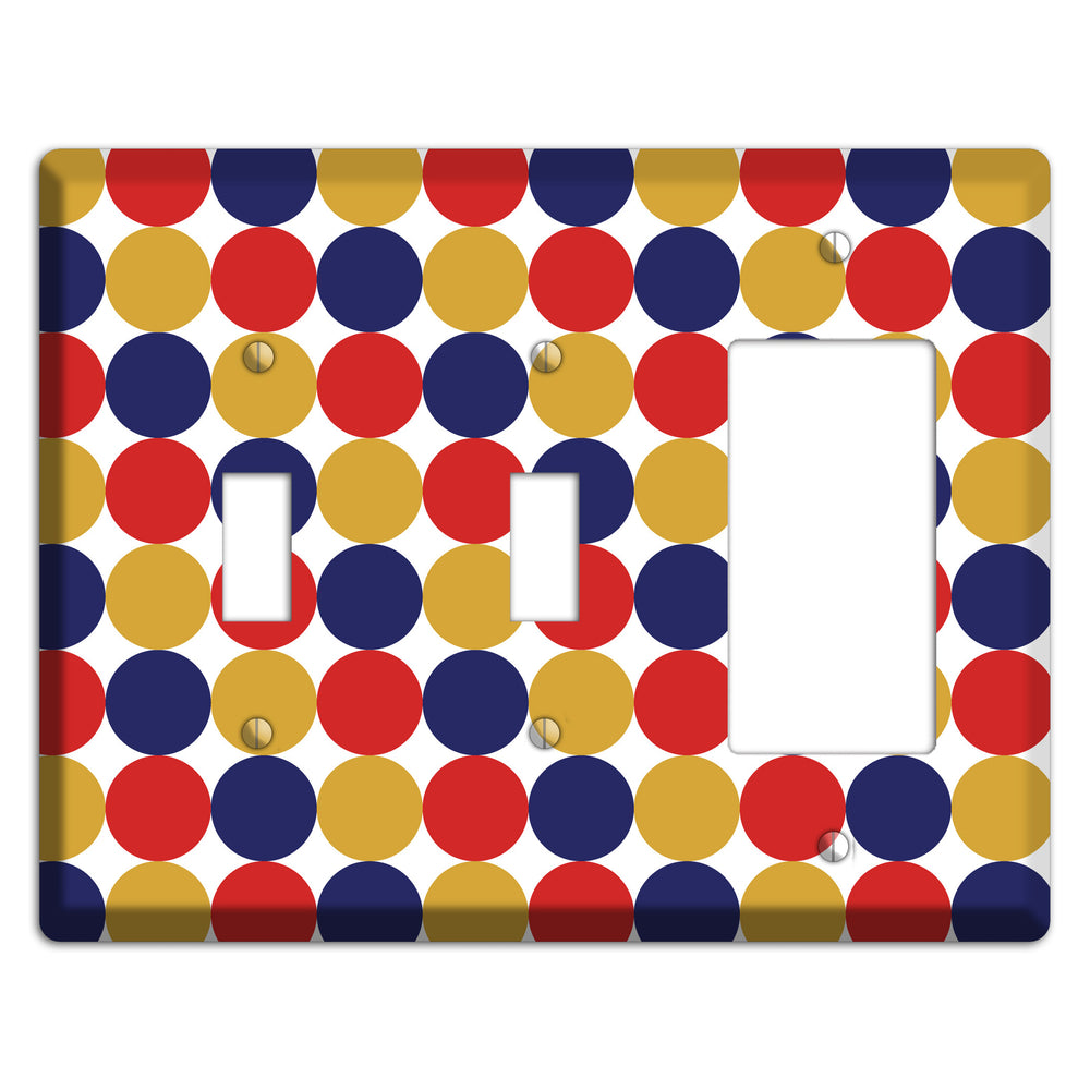 Mustard Red Purple Tiled Dots 2 Toggle / Rocker Wallplate