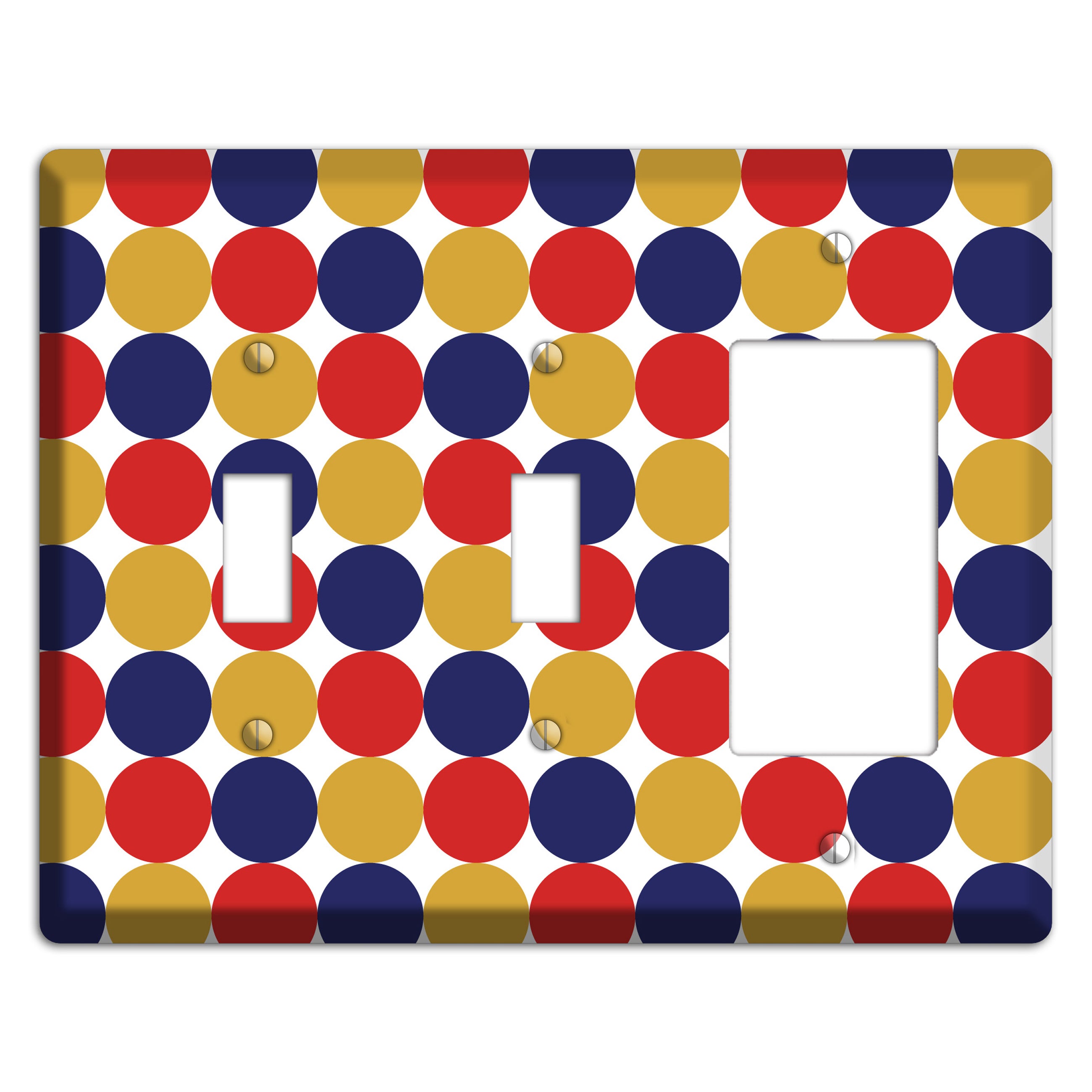 Mustard Red Purple Tiled Dots 2 Toggle / Rocker Wallplate