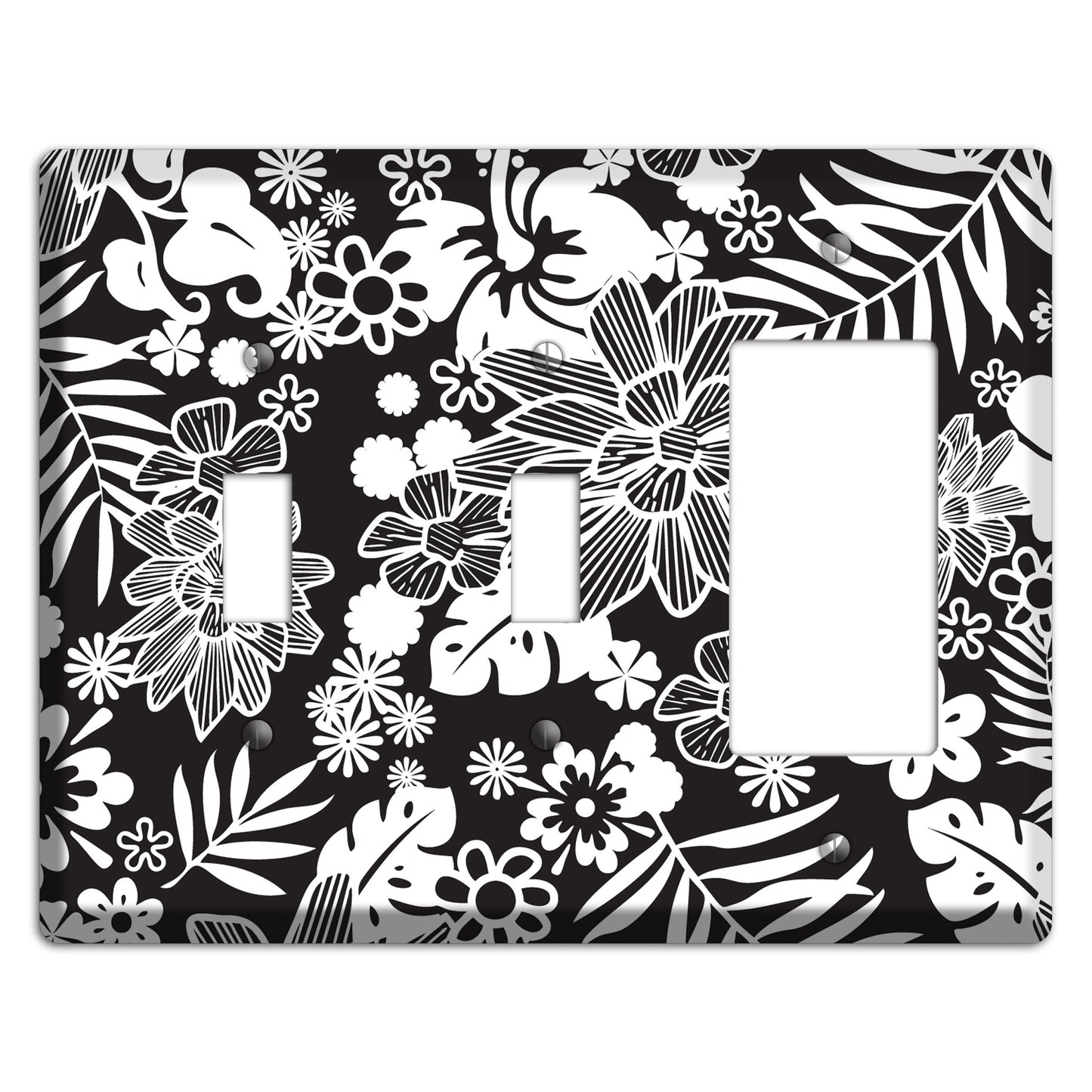 Black with White Tropical 2 Toggle / Rocker Wallplate