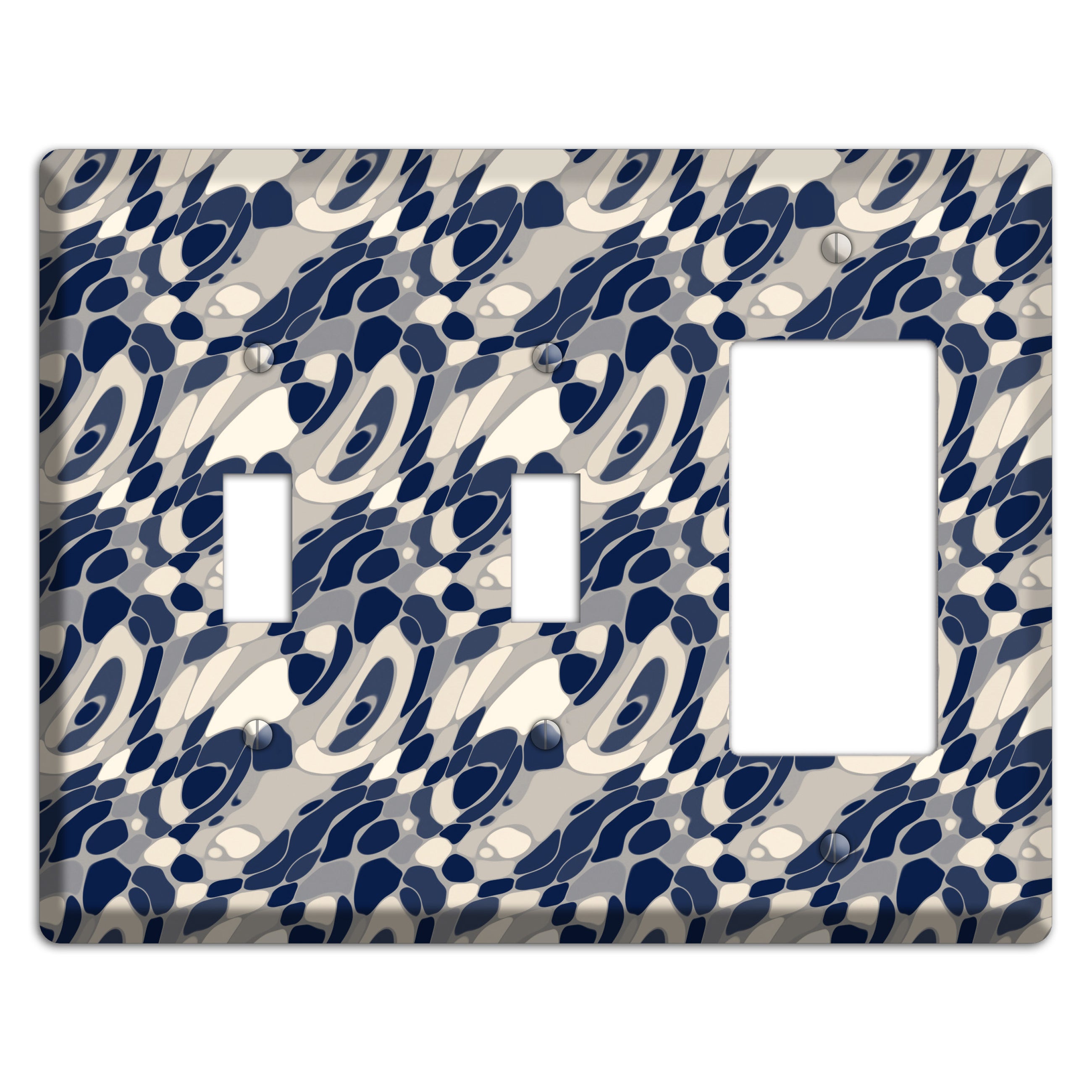 Blue and Beige Large Abstract 2 Toggle / Rocker Wallplate