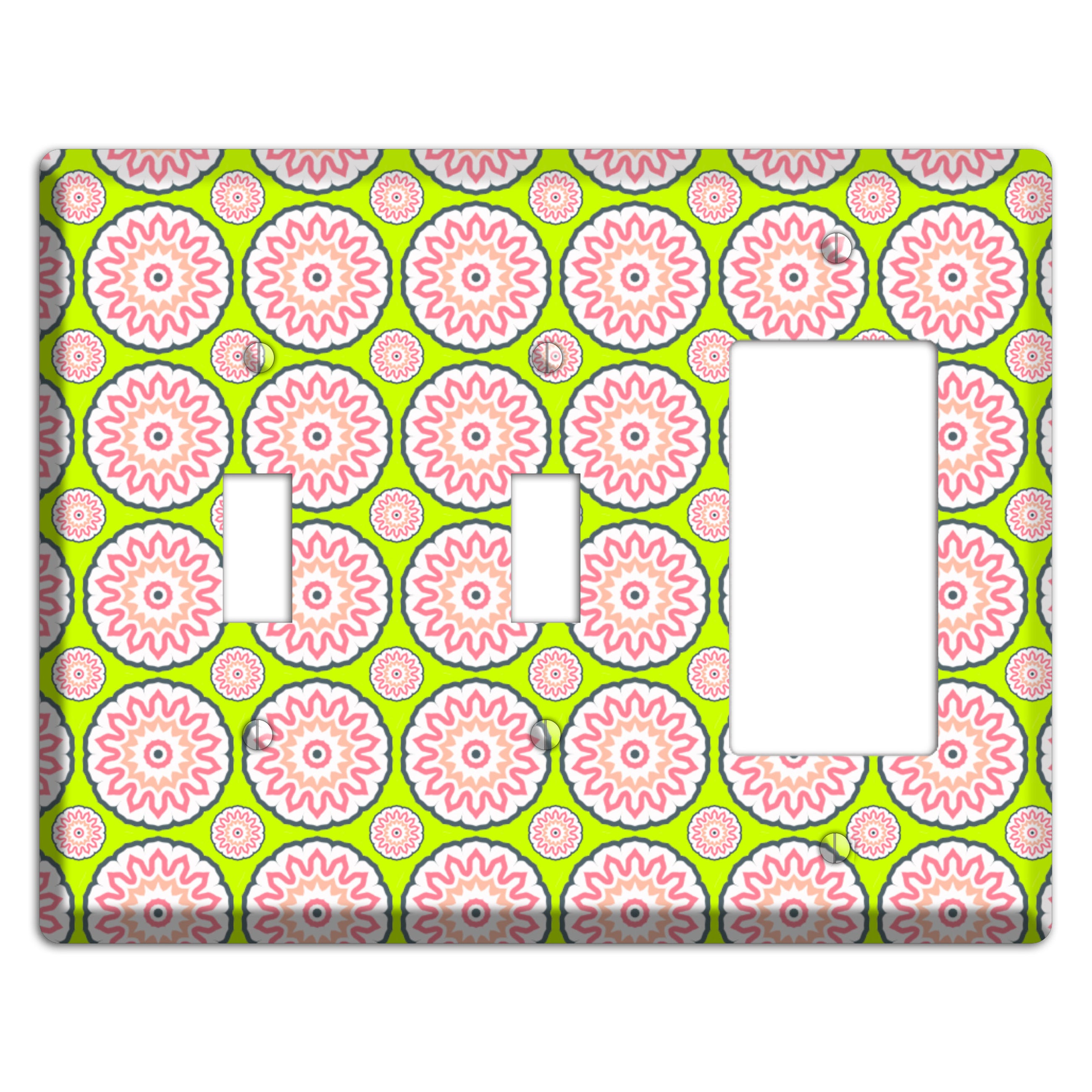 Green with Tiled Suzani 2 Toggle / Rocker Wallplate
