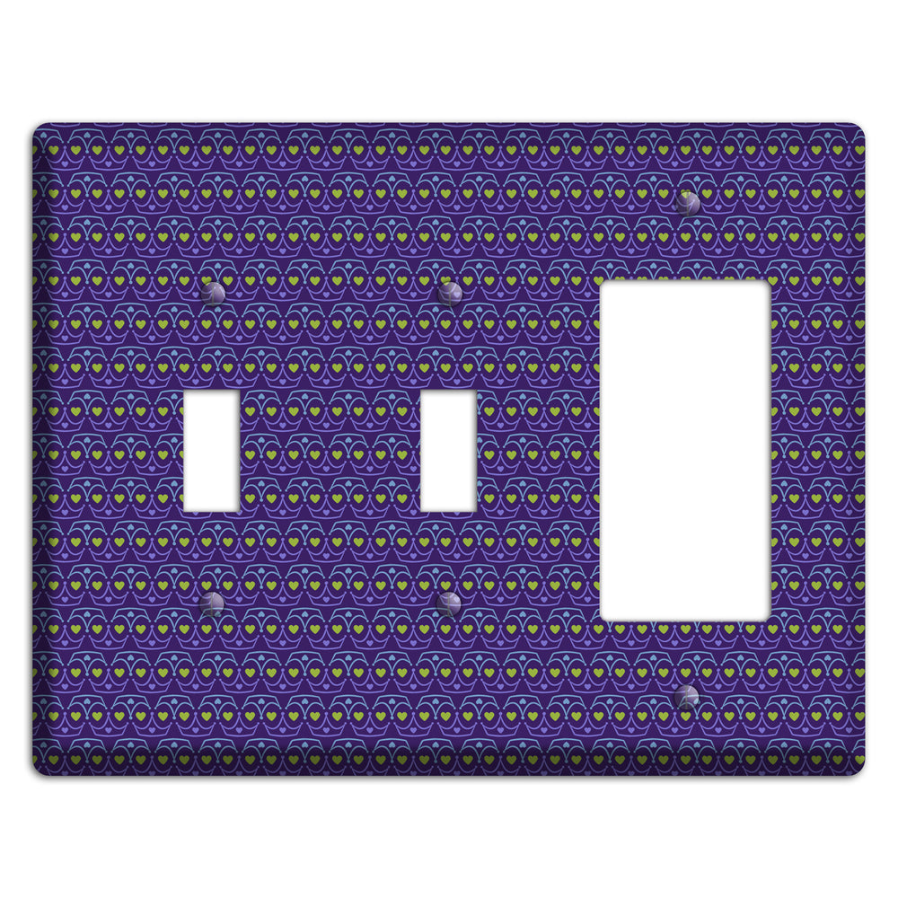 Purple Blue and Green Geometric Hearts 2 Toggle / Rocker Wallplate