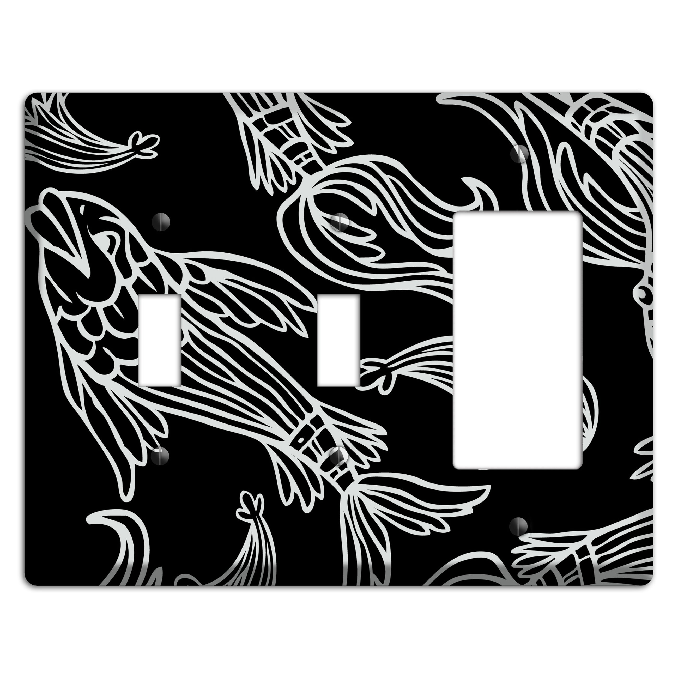Black and White Koi 2 Toggle / Rocker Wallplate