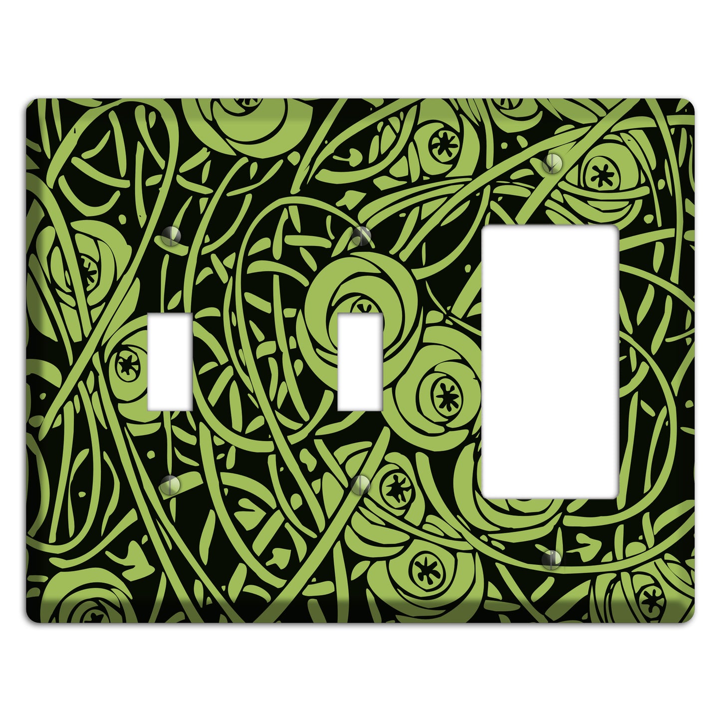 Green Deco Floral 2 Toggle / Rocker Wallplate