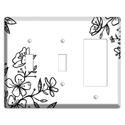 Hand-Drawn Floral 18 2 Toggle / Rocker Wallplate