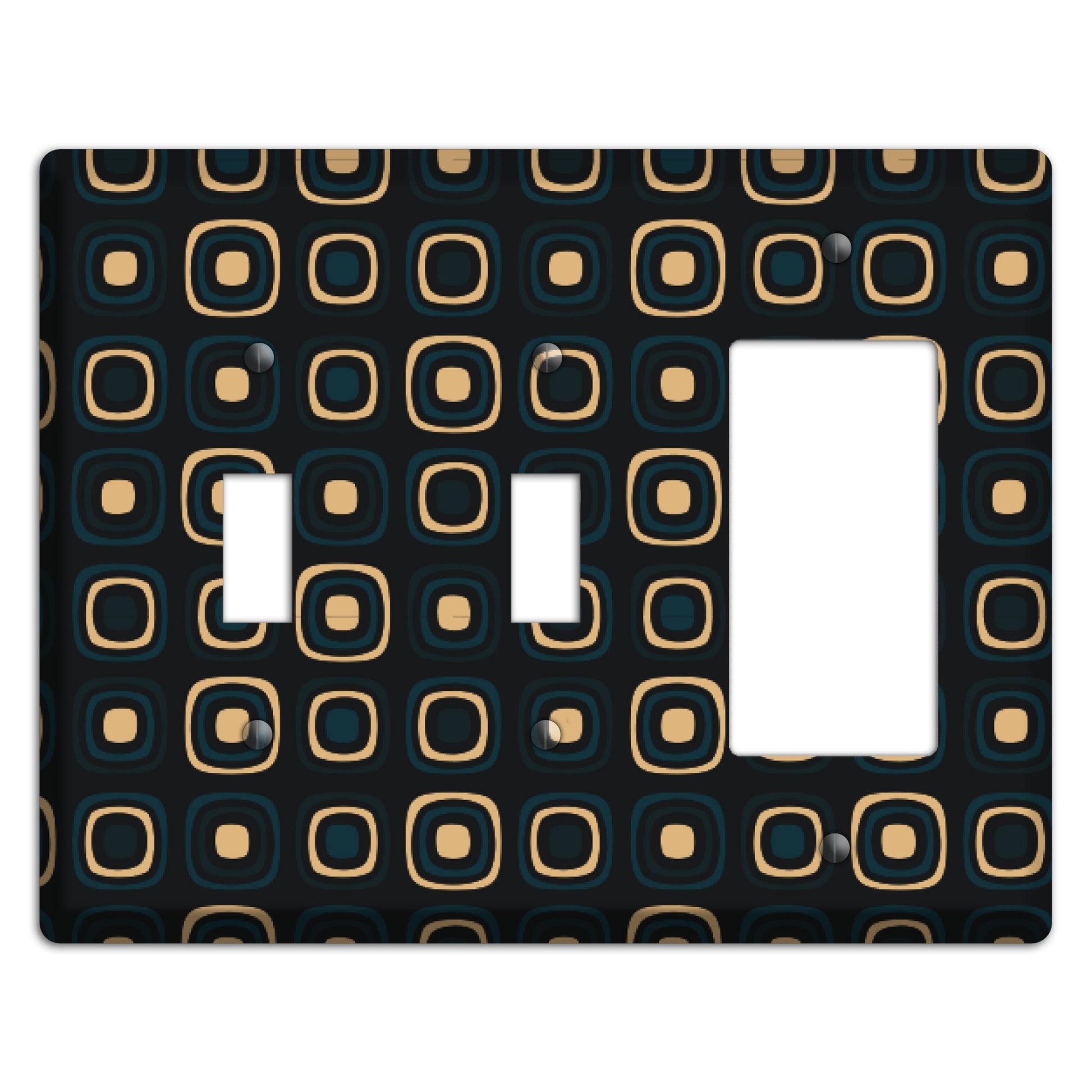 Black and Yellow Rounded Squares 2 Toggle / Rocker Wallplate