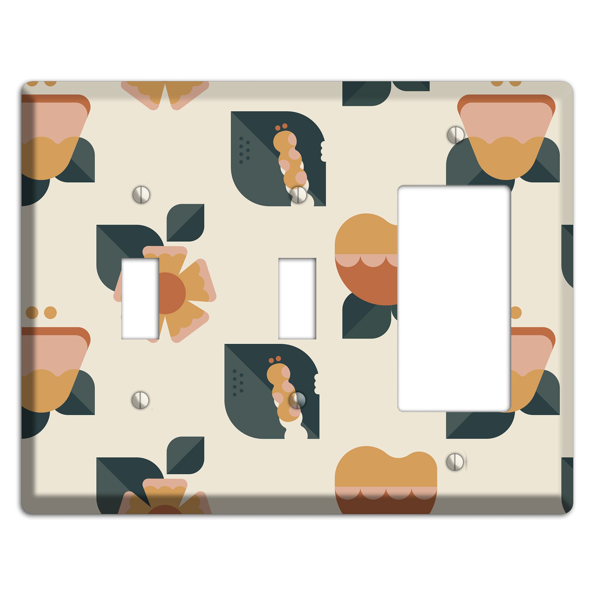 Retro Floral Caterpillar 2 Toggle / Rocker Wallplate