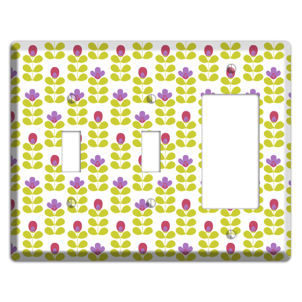 Yellow Deco Floral Half Drop 2 Toggle / Rocker Wallplate