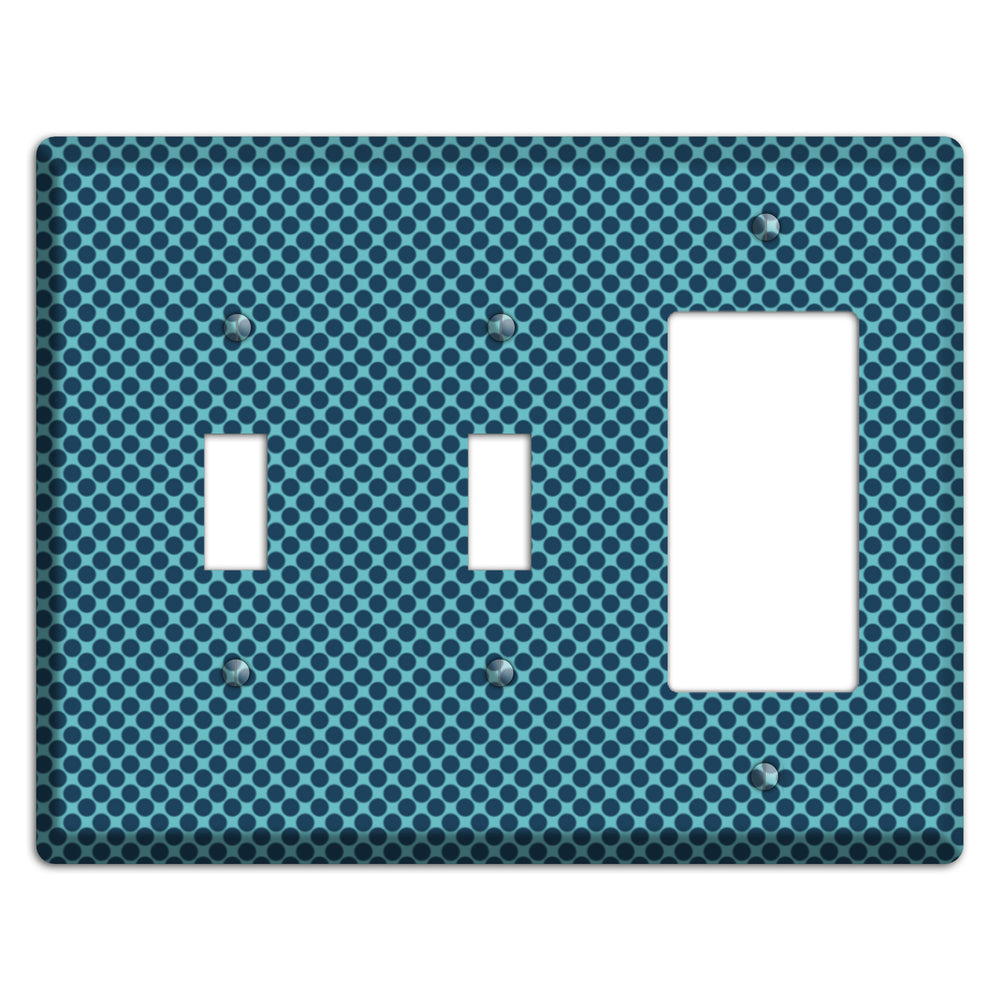 Turquoise with Blue Packed Polka Dots 2 Toggle / Rocker Wallplate