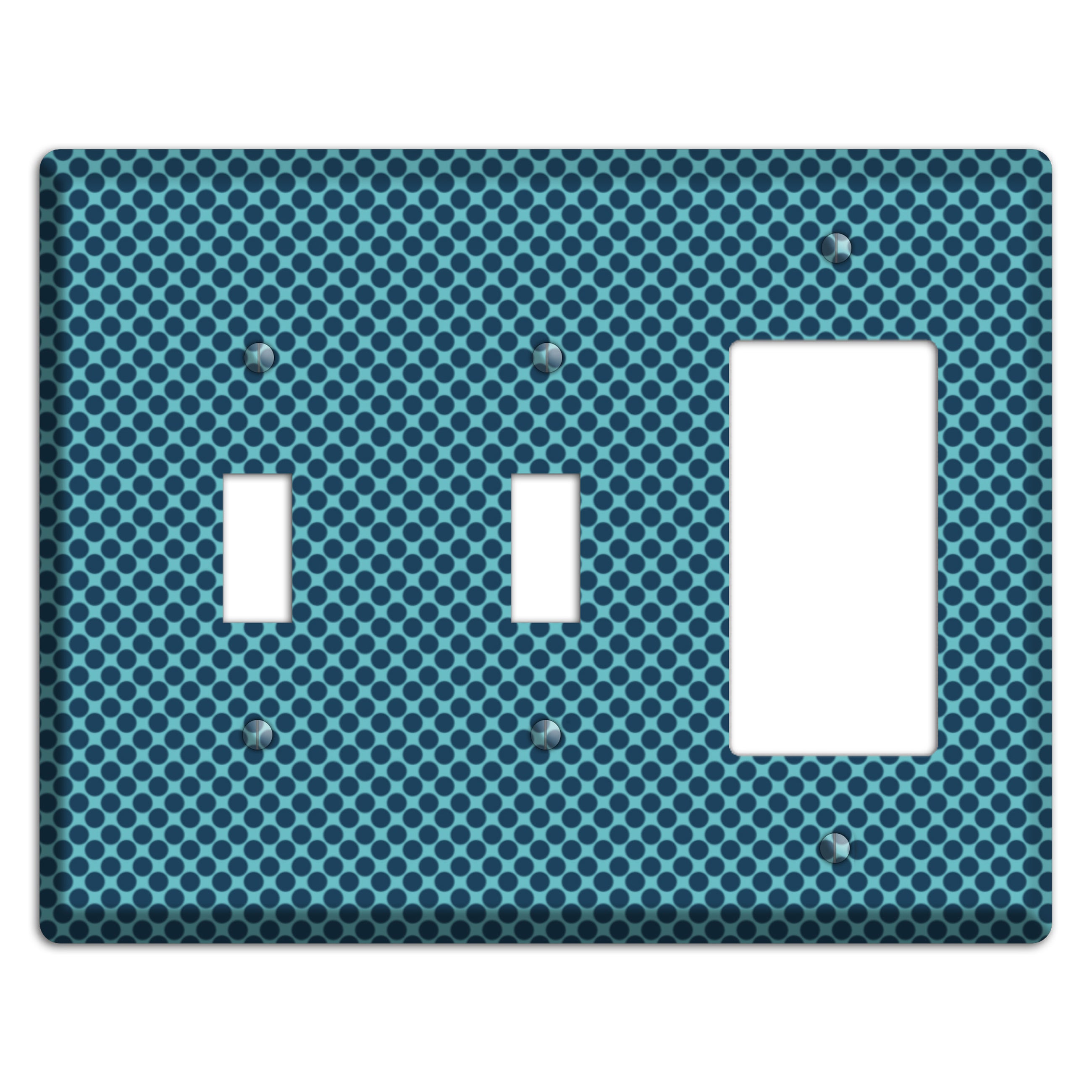 Turquoise with Blue Packed Polka Dots 2 Toggle / Rocker Wallplate
