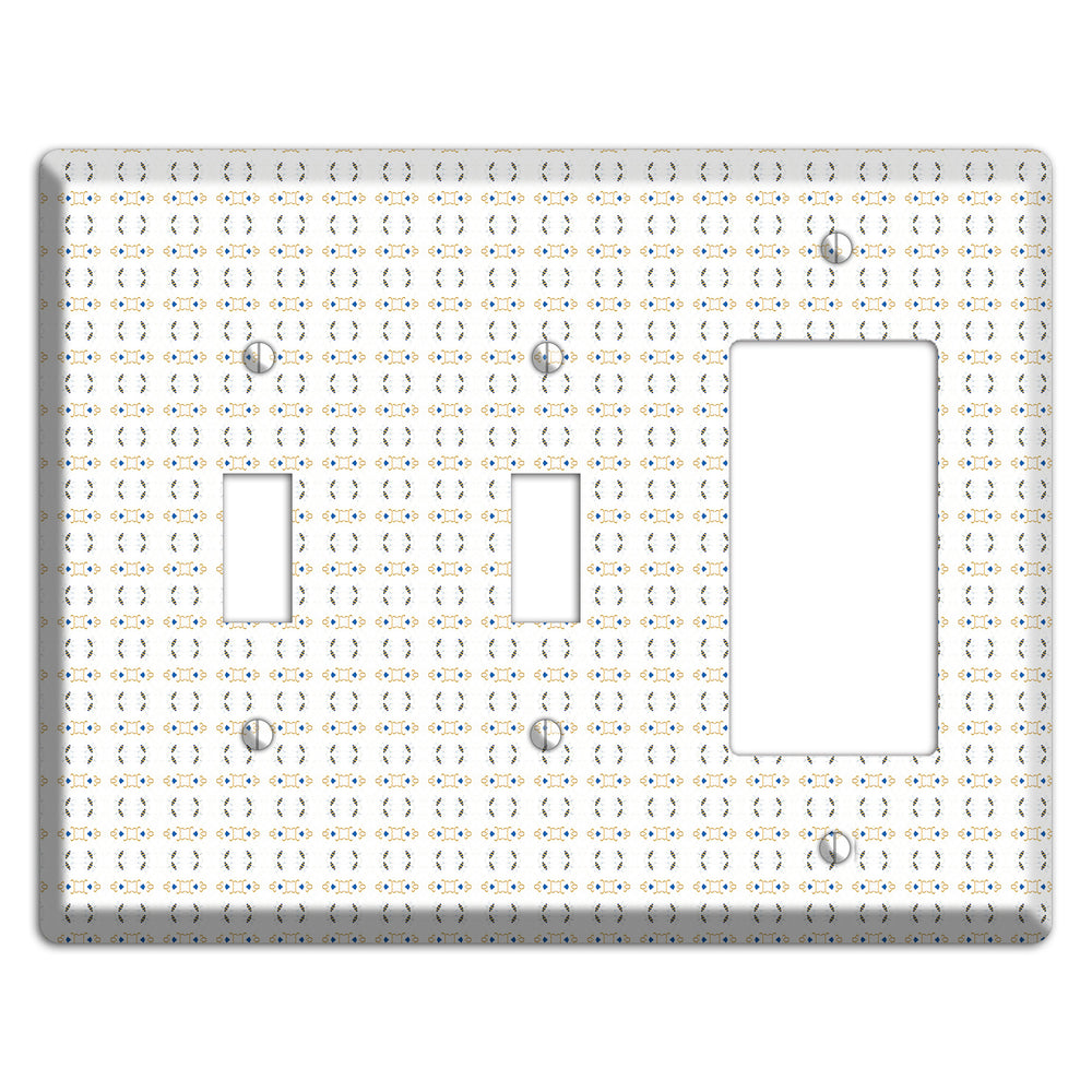 White with Grey and Olive Simple Geometric 2 Toggle / Rocker Wallplate