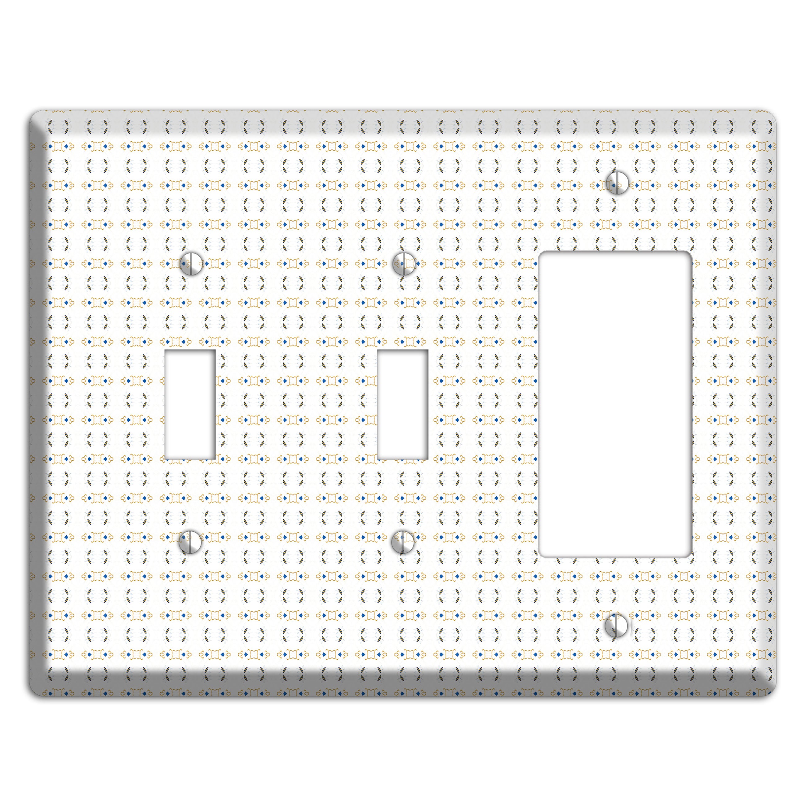 White with Grey and Olive Simple Geometric 2 Toggle / Rocker Wallplate