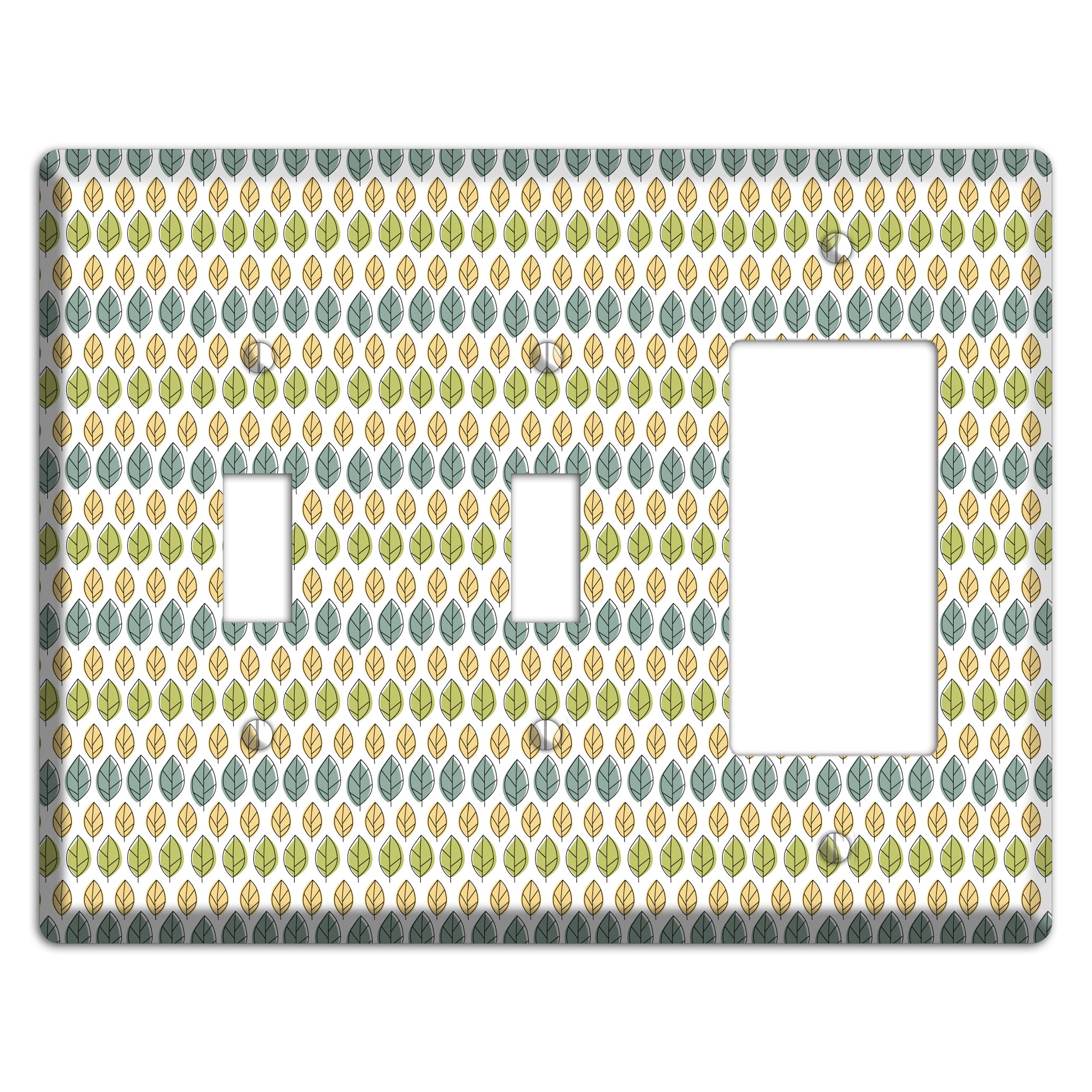 Sage Beige Dusty Blue Leaf Contour 2 Toggle / Rocker Wallplate