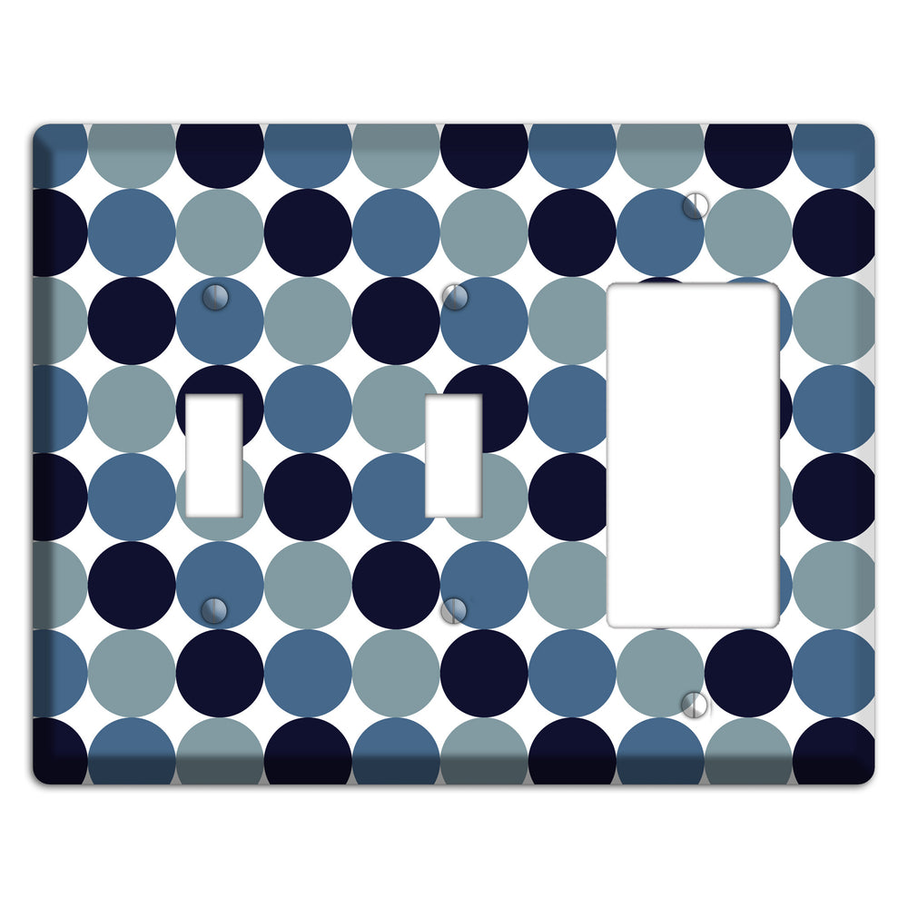 Multi Dusty Blue Tiled Dots 2 Toggle / Rocker Wallplate