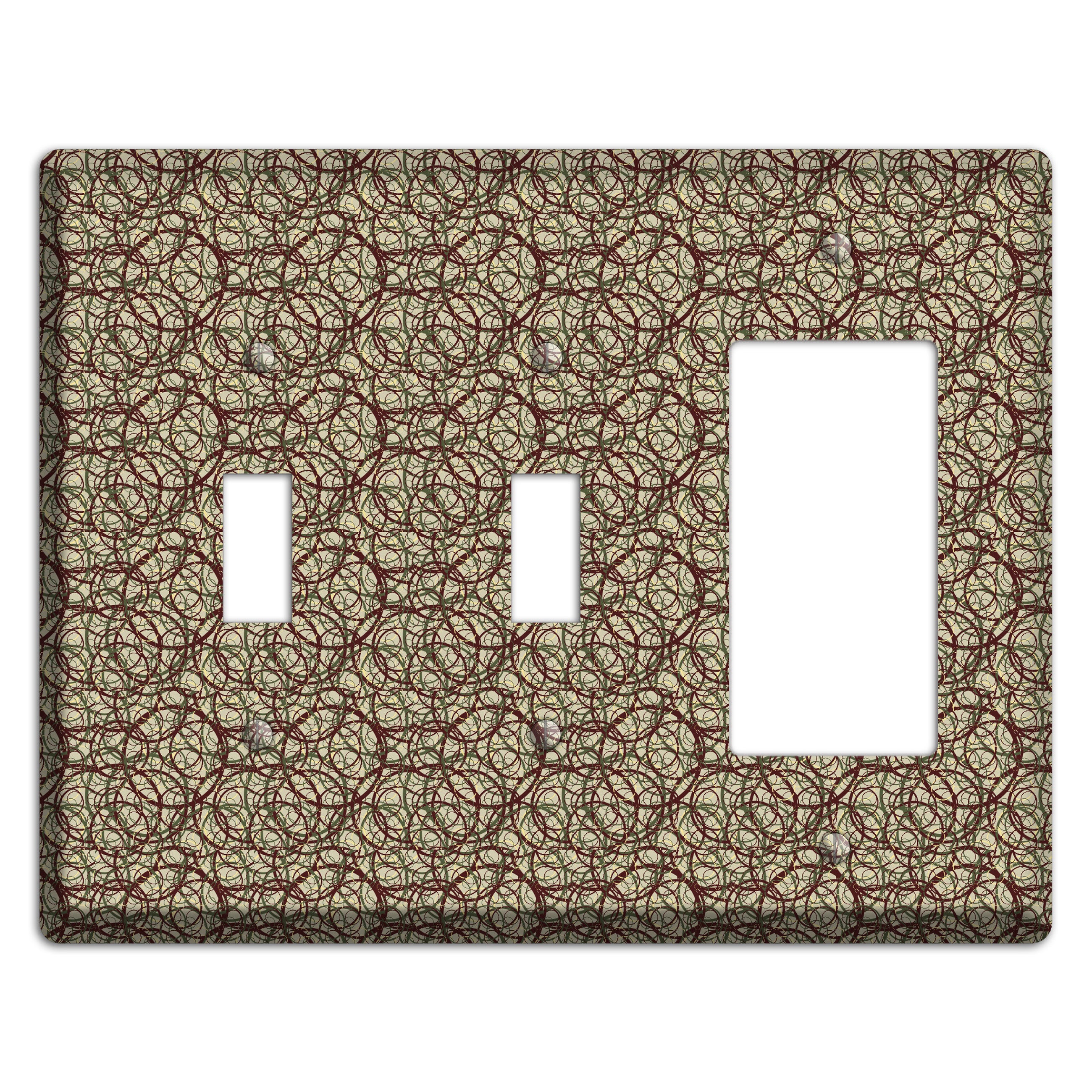 Brown and Burgundy Circles 2 Toggle / Rocker Wallplate